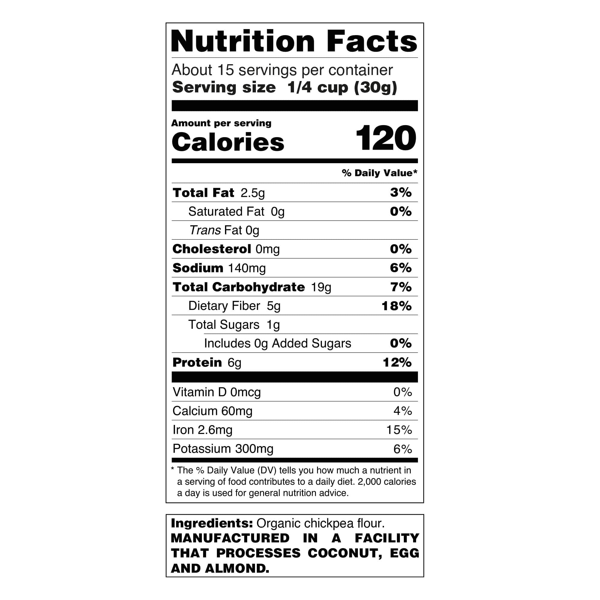 Organic Chickpea Flour 1lb (454 g) USDA Organic Gluten Free Grain free Non GMO Kosher Pack of 1 | Just About Foods thumbnail 3