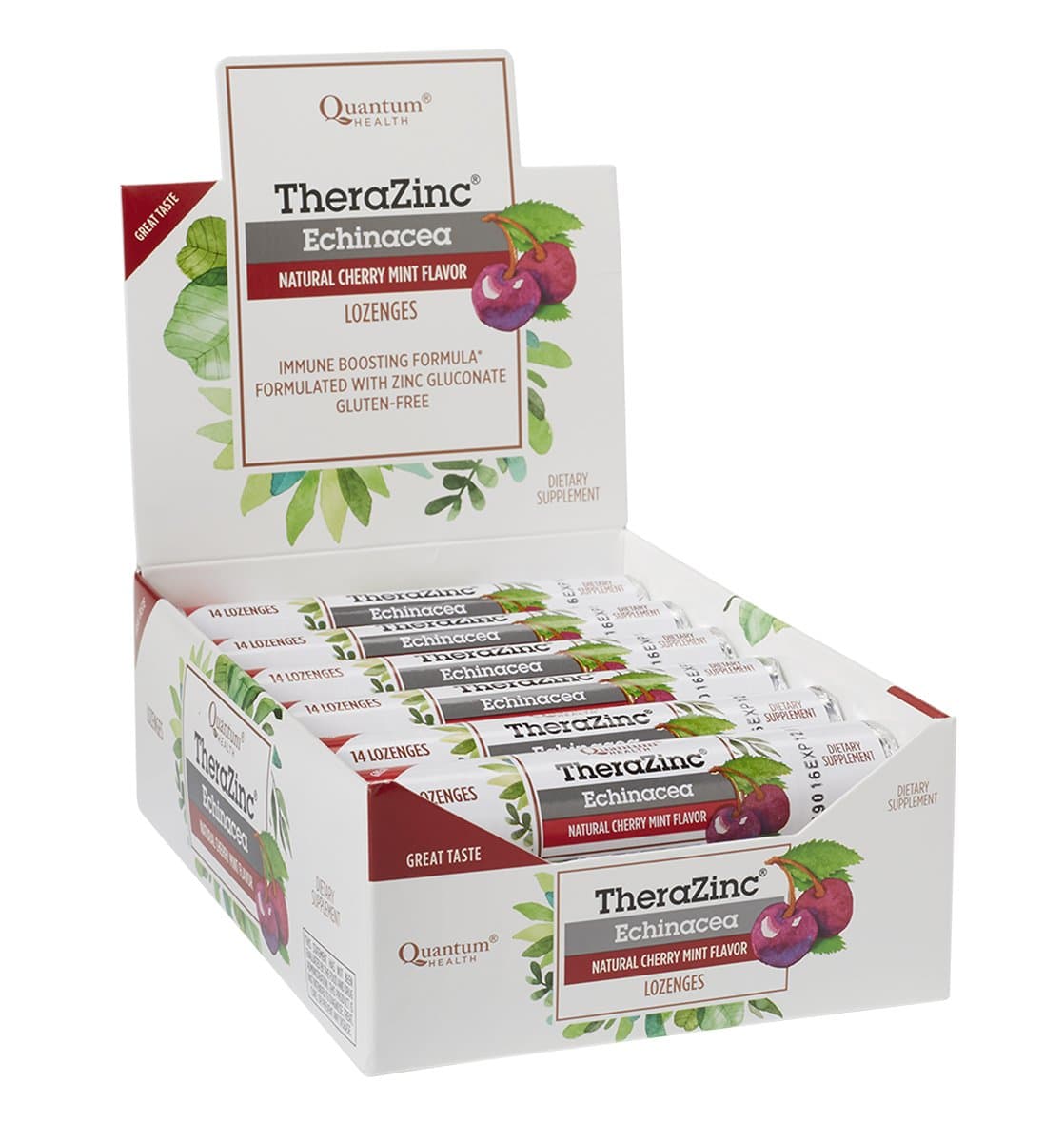 Quantum Health TheraZinc Echinacea Roll, Cherry Mint Lozenges, Made with Zinc Gluconate Immune Support, 14 Lozenges (Pack of 12) thumbnail 2