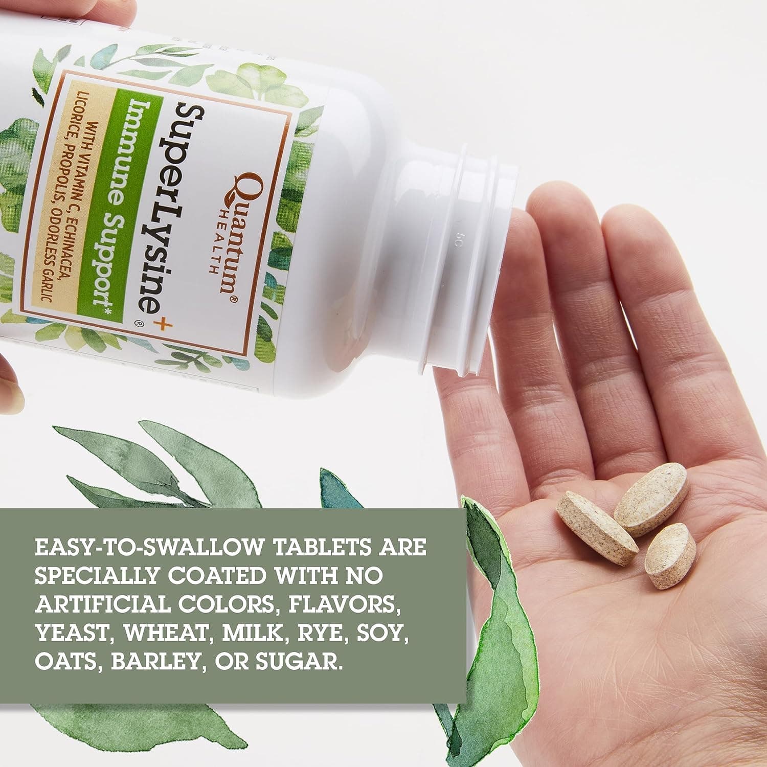 Quantum Health SuperLysine+ Advanced Formula Immune Support Supplement Lysine 1500 mg, Vitamin C Echinacea Licorice Bee Propolis & Odorless Garlic - 180 Tablets (Pack of 2) thumbnail 5