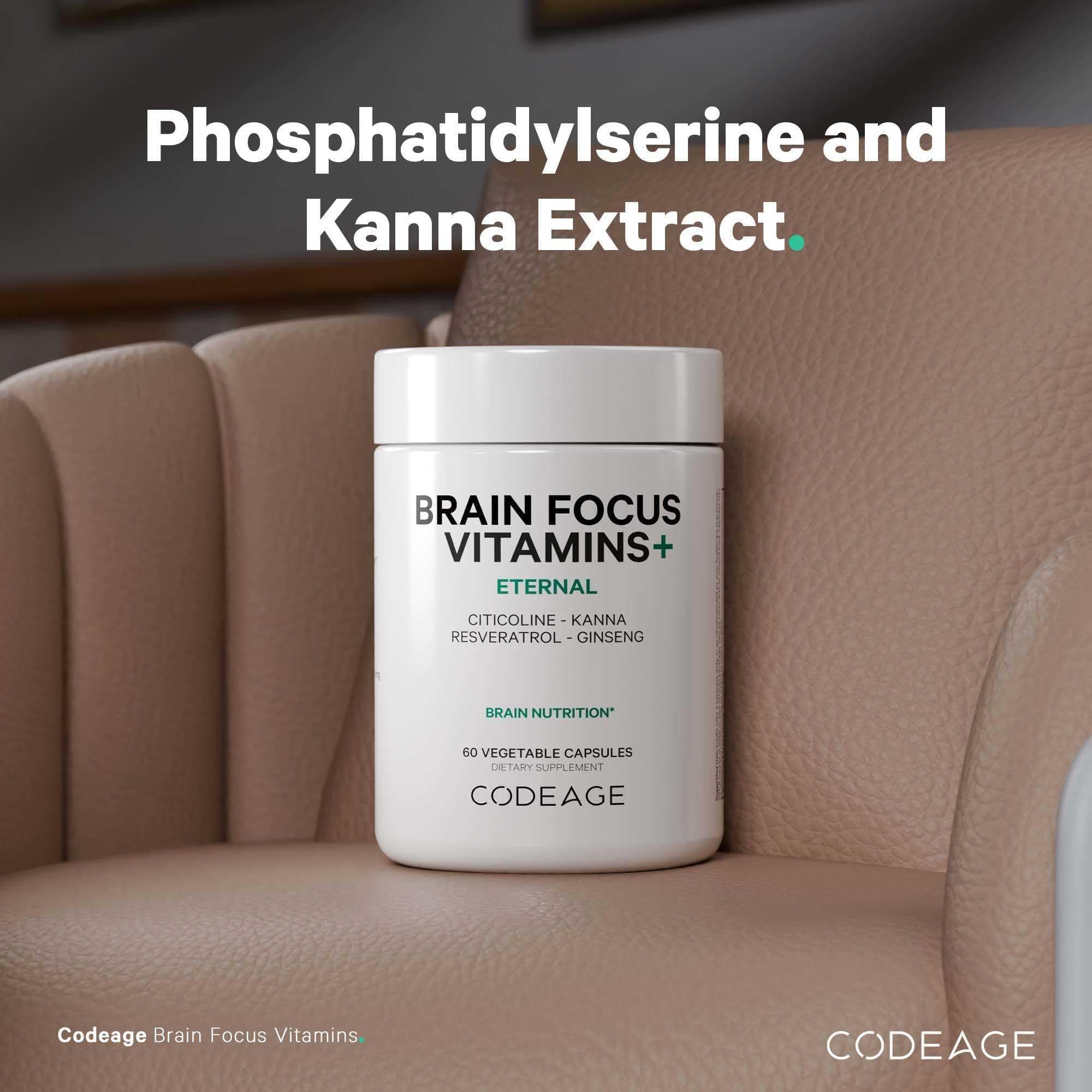 Codeage Brain Focus Vitamins+ Nootropic Supplement with Citicoline as Cognizin, Panax Ginseng, Resveratrol, Gotu Kola, Vitamin B12 Methylcobalamin - Liposomal Delivery - Non-GMO - 60 Capsules thumbnail 7