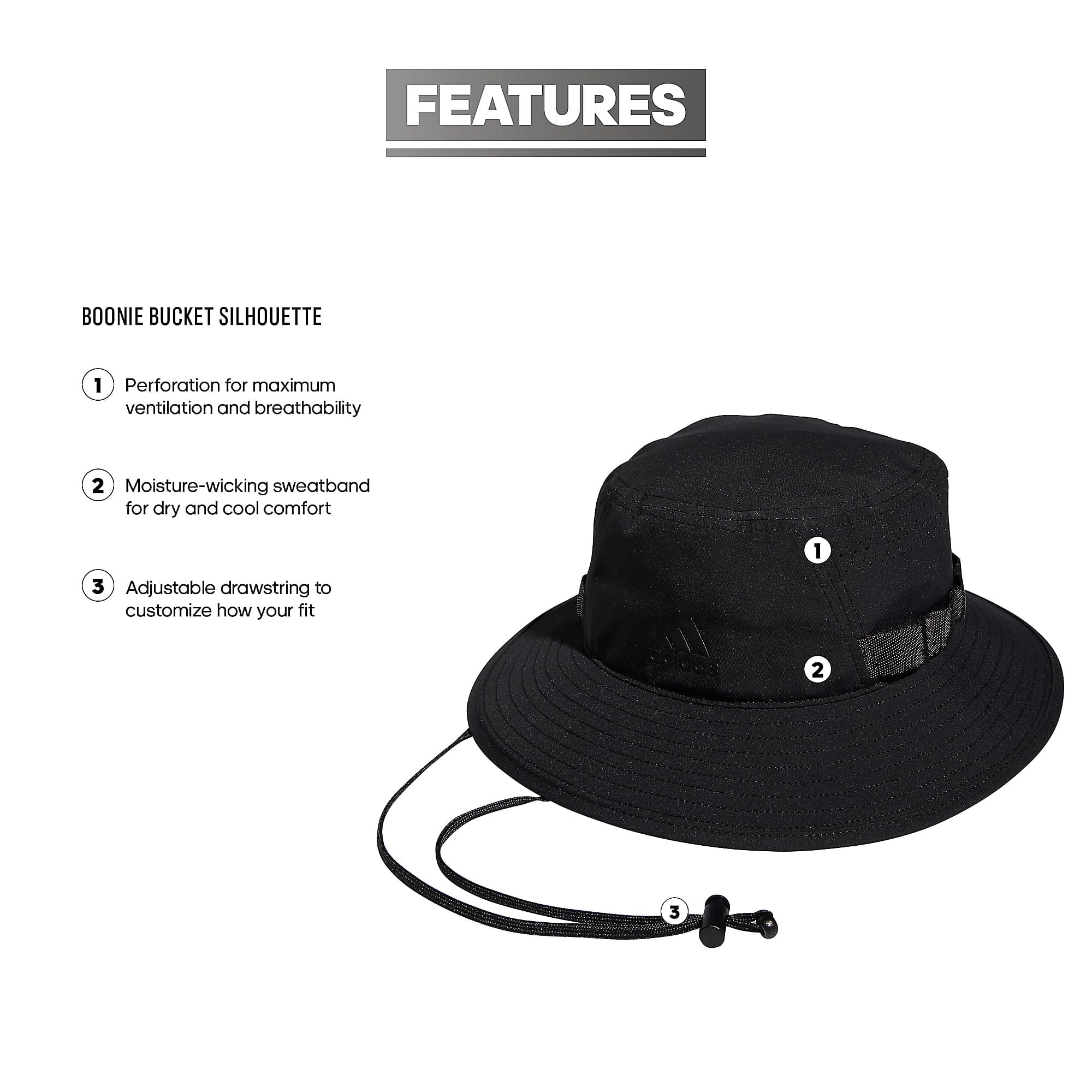 adidas Victory Bucket Hat for Men – Athletic Sun Cap for Outdoors thumbnail 2