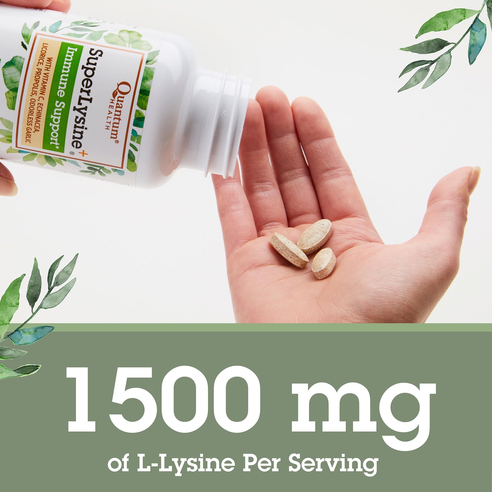 Quantum Health Super Lysine+ / Advanced Formula Lysine+ Immune Support with Vitamin C, Echinacea, Licorice, Propolis, Odorless Garlic (180 Tablets), Packaging may vary thumbnail 3