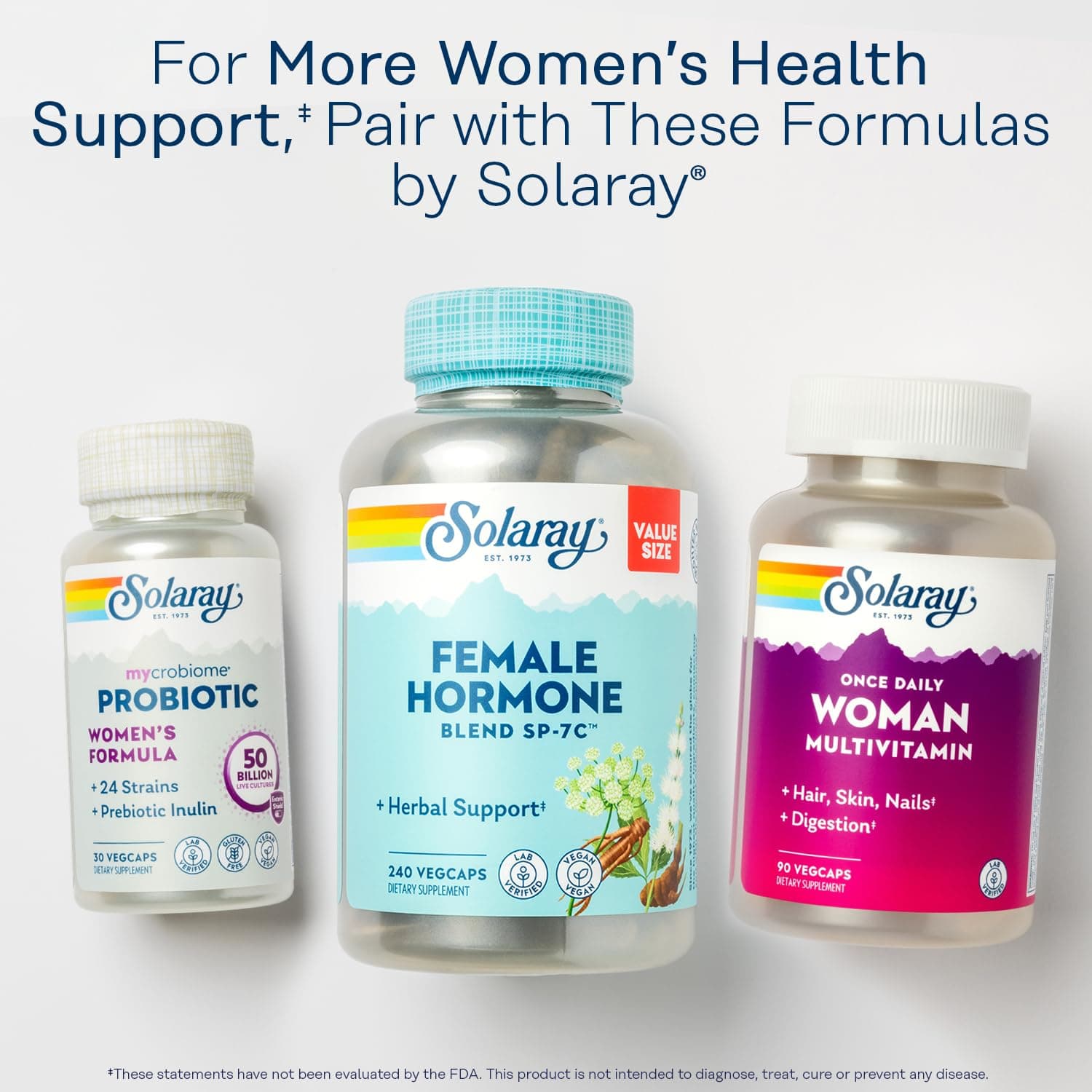 SOLARAY PhytoEstrogen Menopause Supplements with Wild Yam, Black Cohosh and Dong Quai - Phyto Estrogen Pills for Perimenopause and Menopause Support, Vegan, 60-Day Guarantee, 60 Servings, 240 VegCaps thumbnail 6