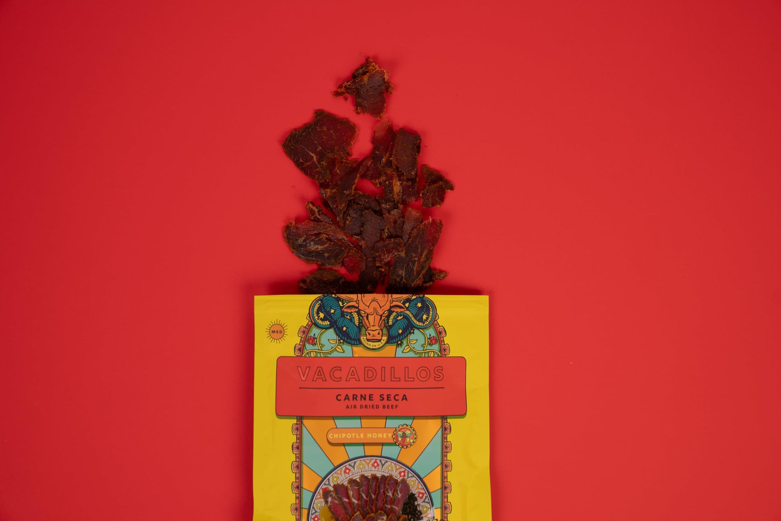 Vacadillos - High Protein Carne Seca | 30g Protein, Sugar Free, Carbs Free, Gluten Free, Dairy Free, Keto & Paleo Friendly | Mexican Inspired Beef Jerky Snack | Chipotle Honey, Pack Of 4 thumbnail 3