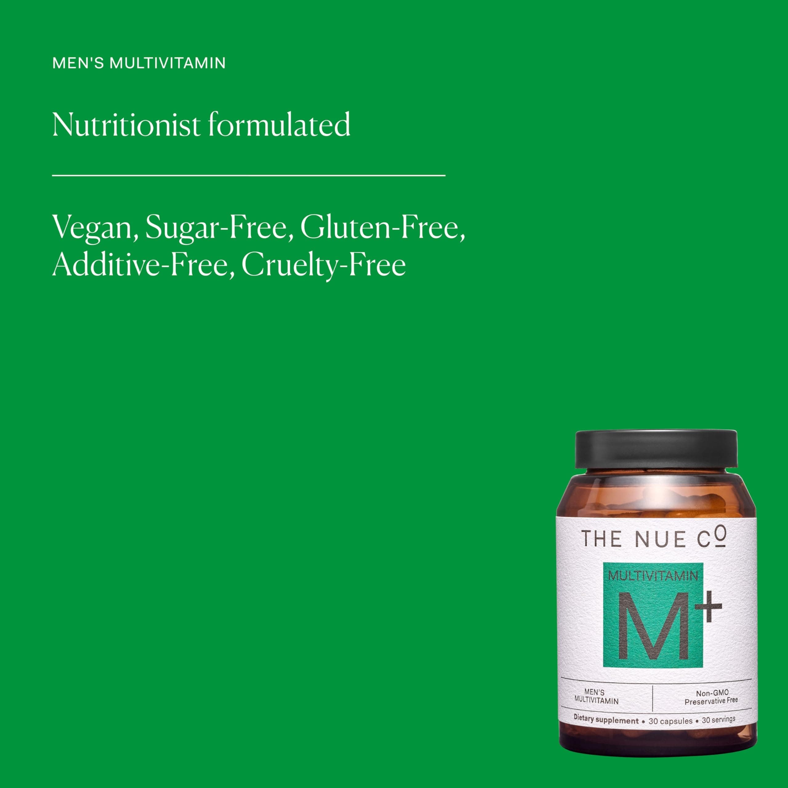 The Nue Co. MEN'S MULTI VITAMIN Supplement, Supports Energy, Immunity, Focus, Vegan, Gluten Free, 30 Capsules thumbnail 3