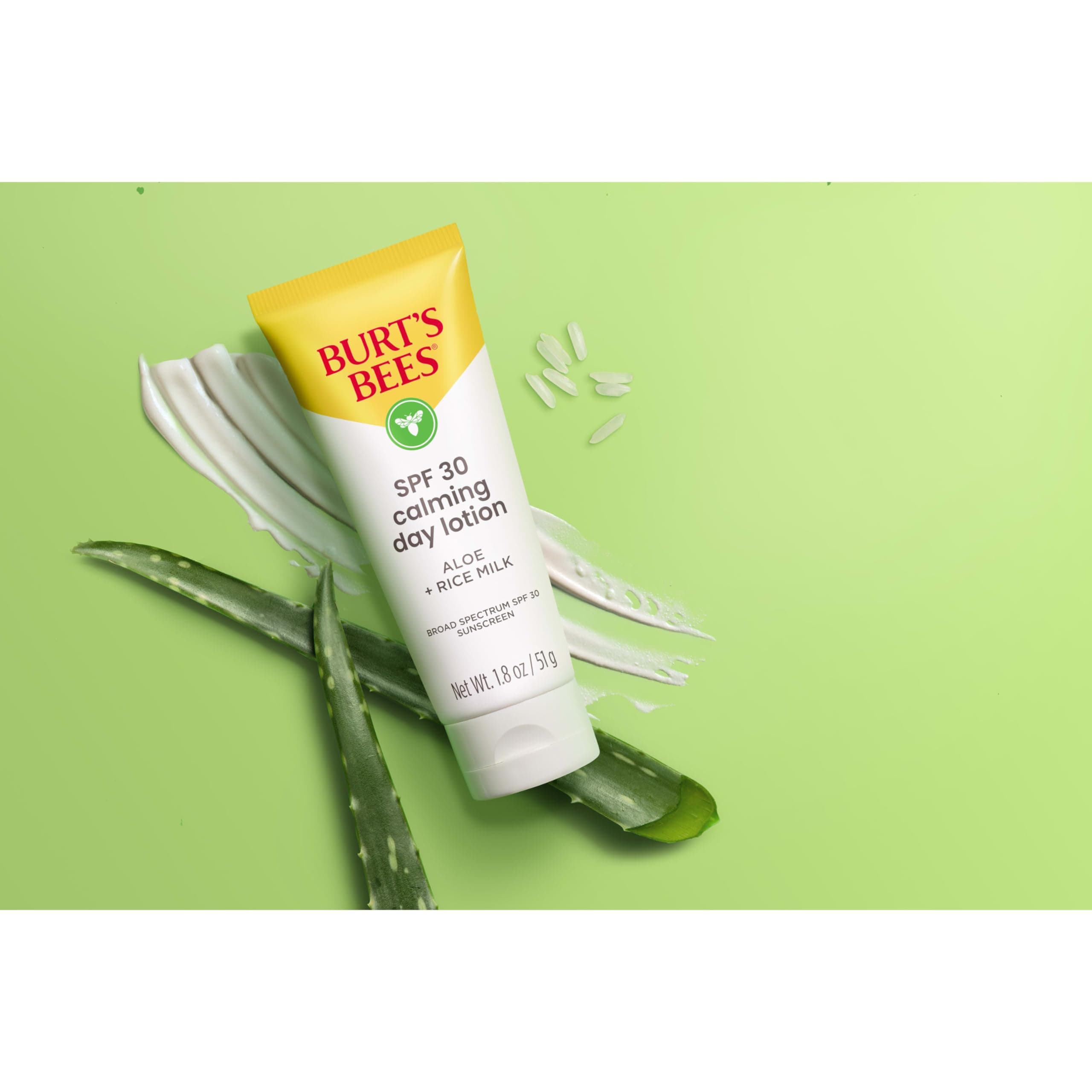 Burt's Bees SPF 30 Calming Day Face Lotion With Aloe and Rice Milk for Sensitive Skin, Sunscreen Face Lotion Soothes Redness and Irritation, 99.4 Percent Natural Origin Skin Care, 1.8 oz. Tube thumbnail 8
