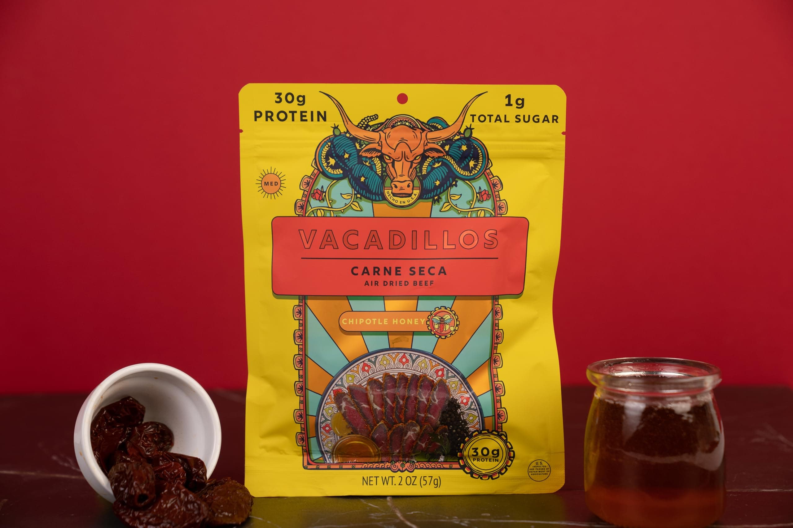 Vacadillos - High Protein Carne Seca | 30g Protein, Sugar Free, Carbs Free, Gluten Free, Dairy Free, Keto & Paleo Friendly | Mexican Inspired Beef Jerky Snack | Chipotle Honey, Pack Of 4 thumbnail 4