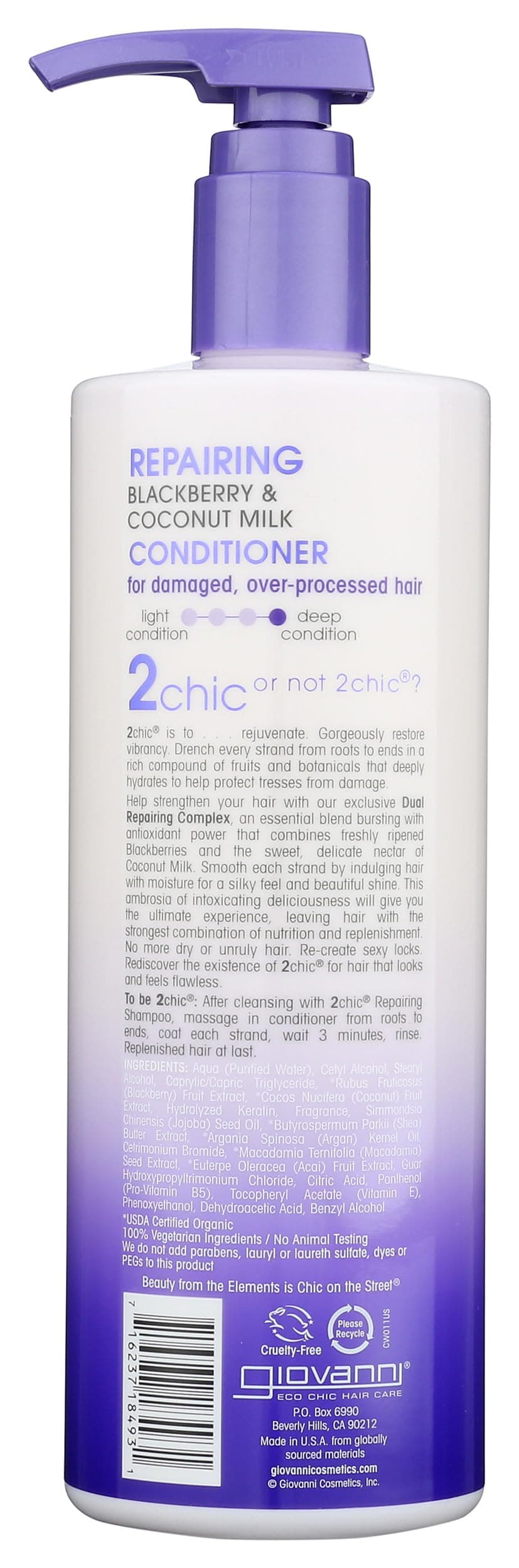 GIOVANNI Color Safe 2Chic Repairing Conditioner Is 100% Color-Safe And Nourishes Hair With A Proprietary Blend Of Vitamins, Antioxidants, And Omega Fatty Acids Without Stripping Color - 24 Oz thumbnail 2