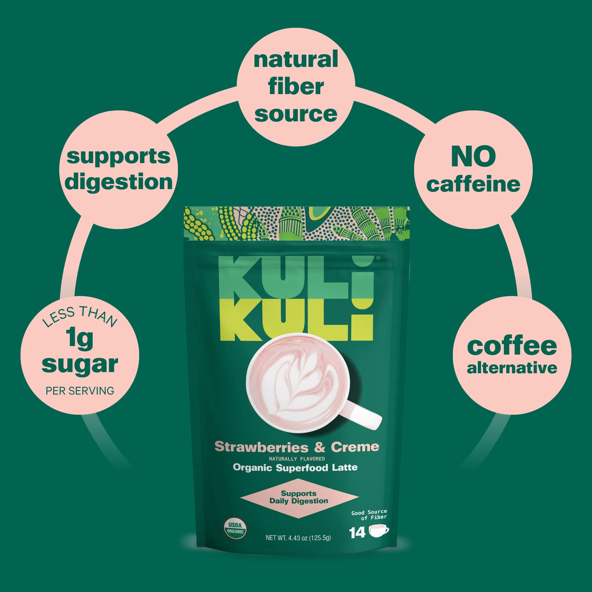 Kuli Kuli Strawberries & Crème Organic Superfood Latte - Strawberry Flavor. Packed with Psyllium Husk for Digestive Support with Hibiscus and Baobab thumbnail 7