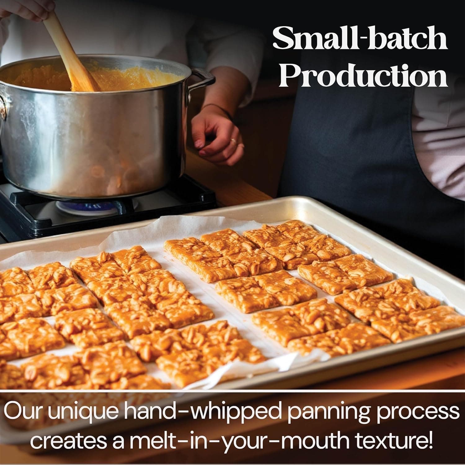 brittle-brittle Peanut Brittle Candy, Handmade Old Fashioned Peanut Brittle Made with Honey (0.75 Pound) thumbnail 6
