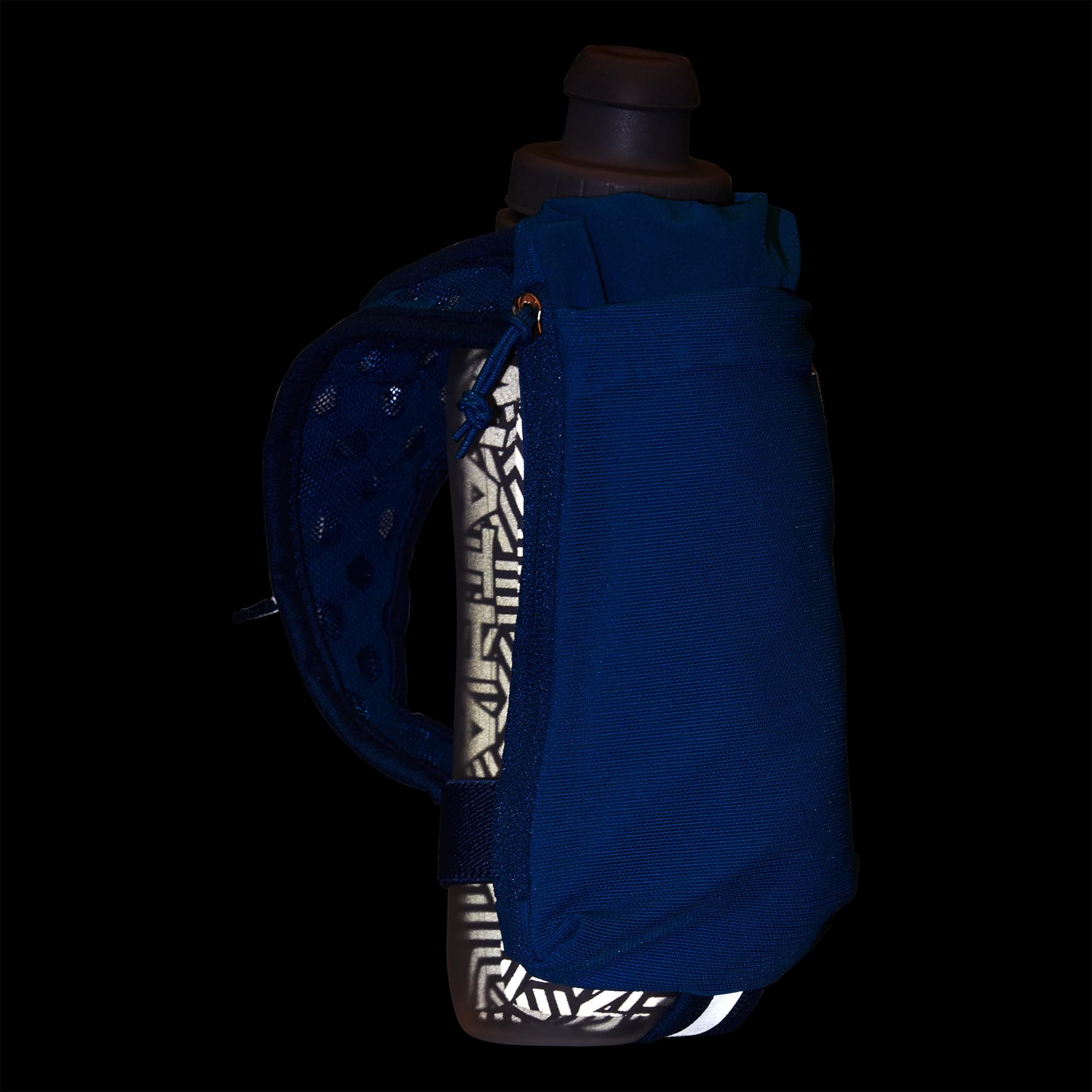 Nathan SpeedDraw 2 Insulated Handheld Running Water Bottle Flask – Double-Wall Insulation, Ergonomic Grip, Blast Valve Cap, Phone & Key Storage Pockets, Reflective Design, 12oz Insulated - Deep Blue thumbnail 3