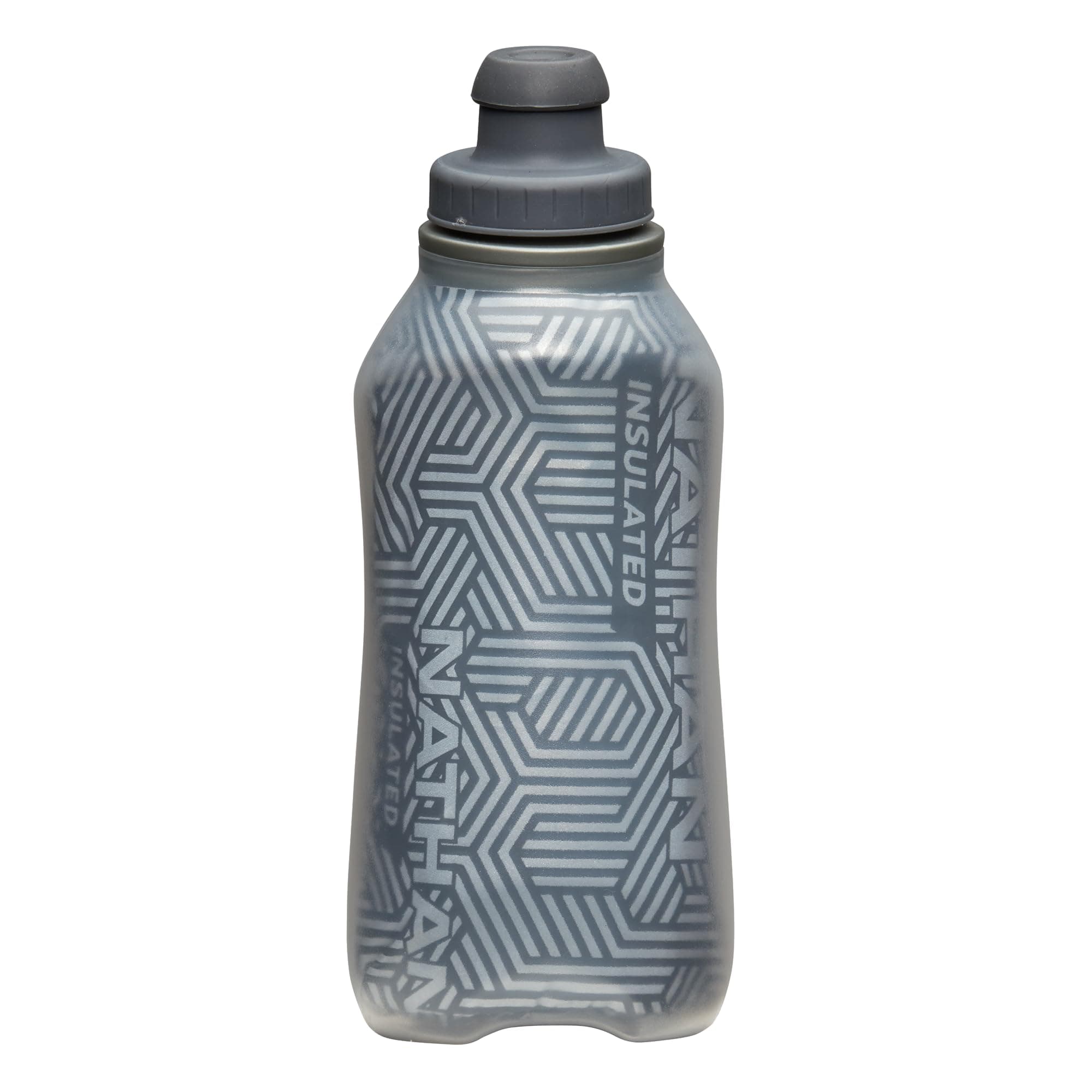 Nathan SpeedDraw 2 Insulated Handheld Running Water Bottle Flask – Double-Wall Insulation, Ergonomic Grip, Blast Valve Cap, Phone & Key Storage Pockets, Reflective Design, 12oz Insulated - Deep Blue thumbnail 4