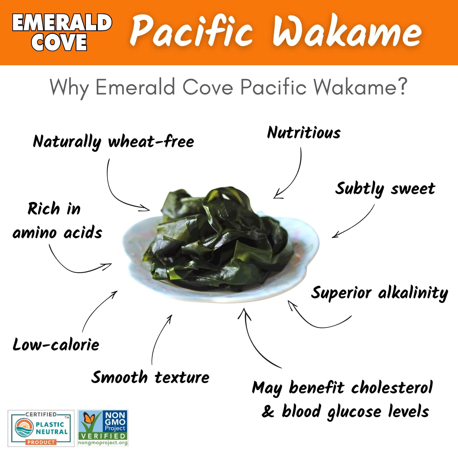 Emerald Cove Ready-to-Use Pacific Wakame, Premium Dried Seaweed, Non-GMO, Gluten Free, 1.76 oz (1 pk) thumbnail 2