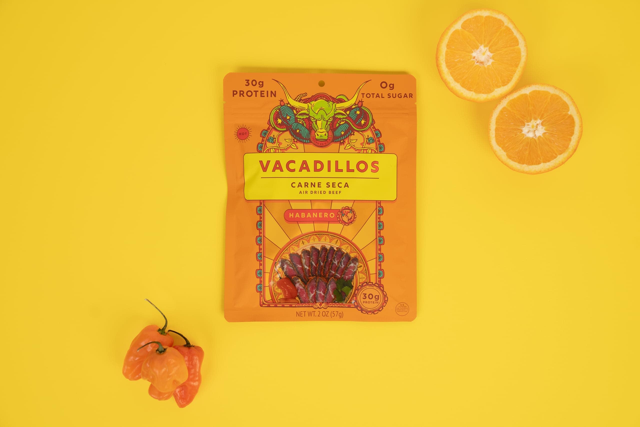 Vacadillos - High Protein Carne Seca | 30g Protein, Sugar Free, Carbs Free, Gluten Free, Dairy Free, Keto & Paleo Friendly | Mexican Inspired Beef Jerky Snack | Habanero, Pack Of 4 thumbnail 2