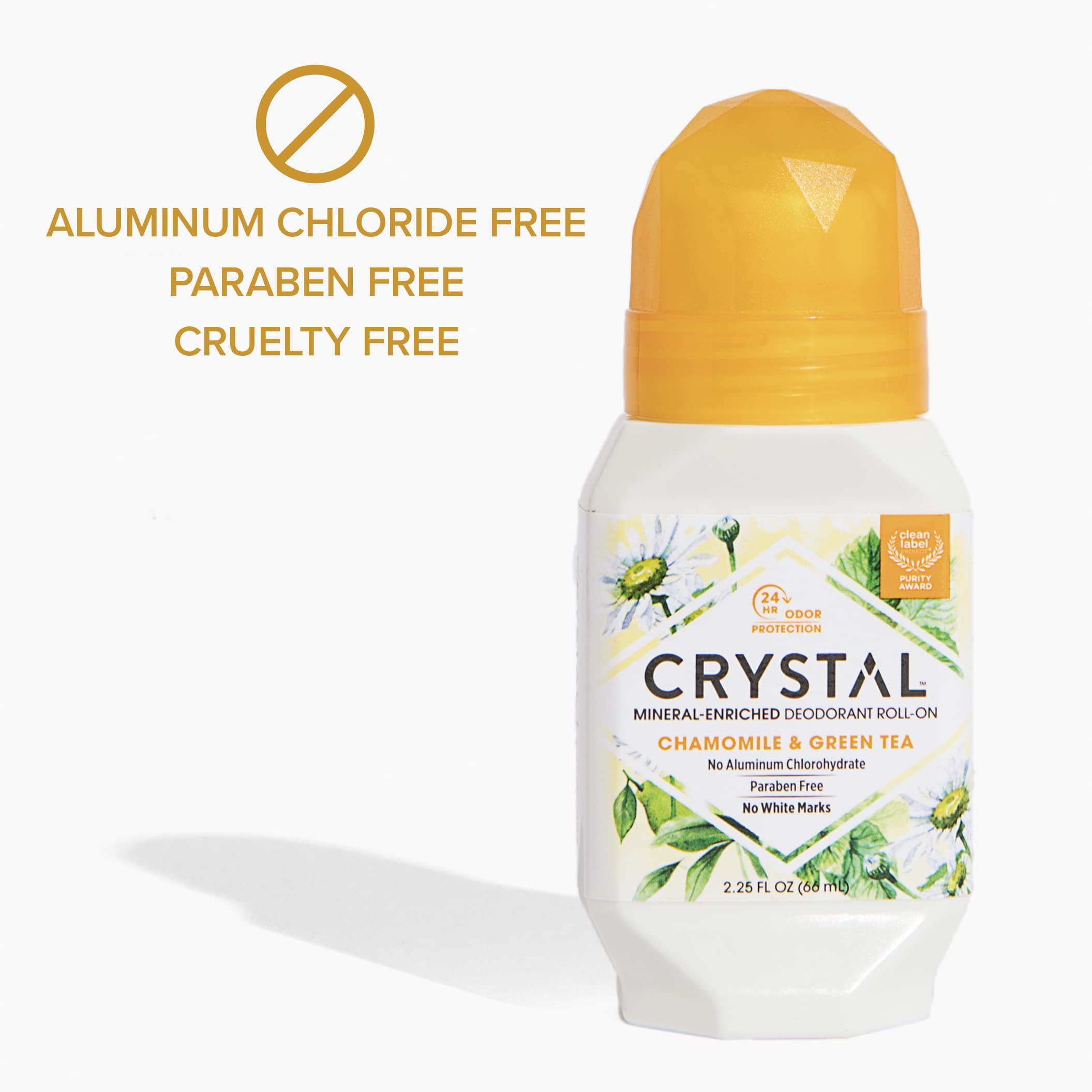 CRYSTAL Mineral Deodorant Roll-On- Body Deodorant With 24-Hour Odor Protection, Non-Staining & Non-Sticky Deodorant with Chamomile & Green Tea, Aluminium Chloride & Paraben Free, 2.25 FL OZ - 3 Pack thumbnail 4