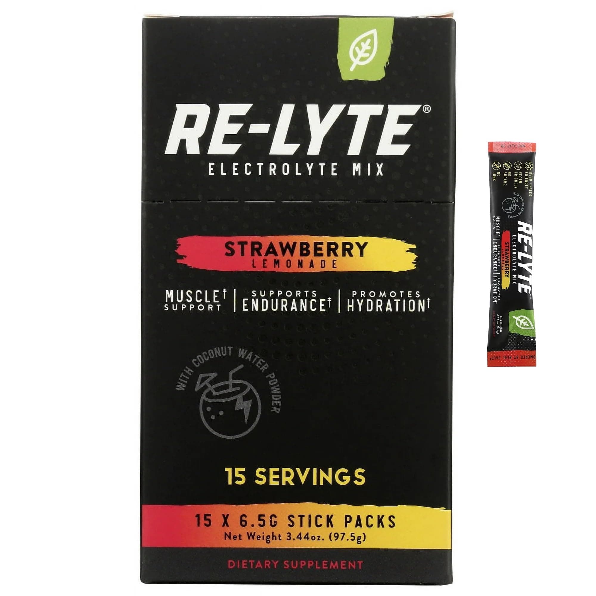 RELYTE Re-Lyte Electrolyte Drink Mix Strawberry Lemonade 15 Servings Packets 3.44 oz. thumbnail 2
