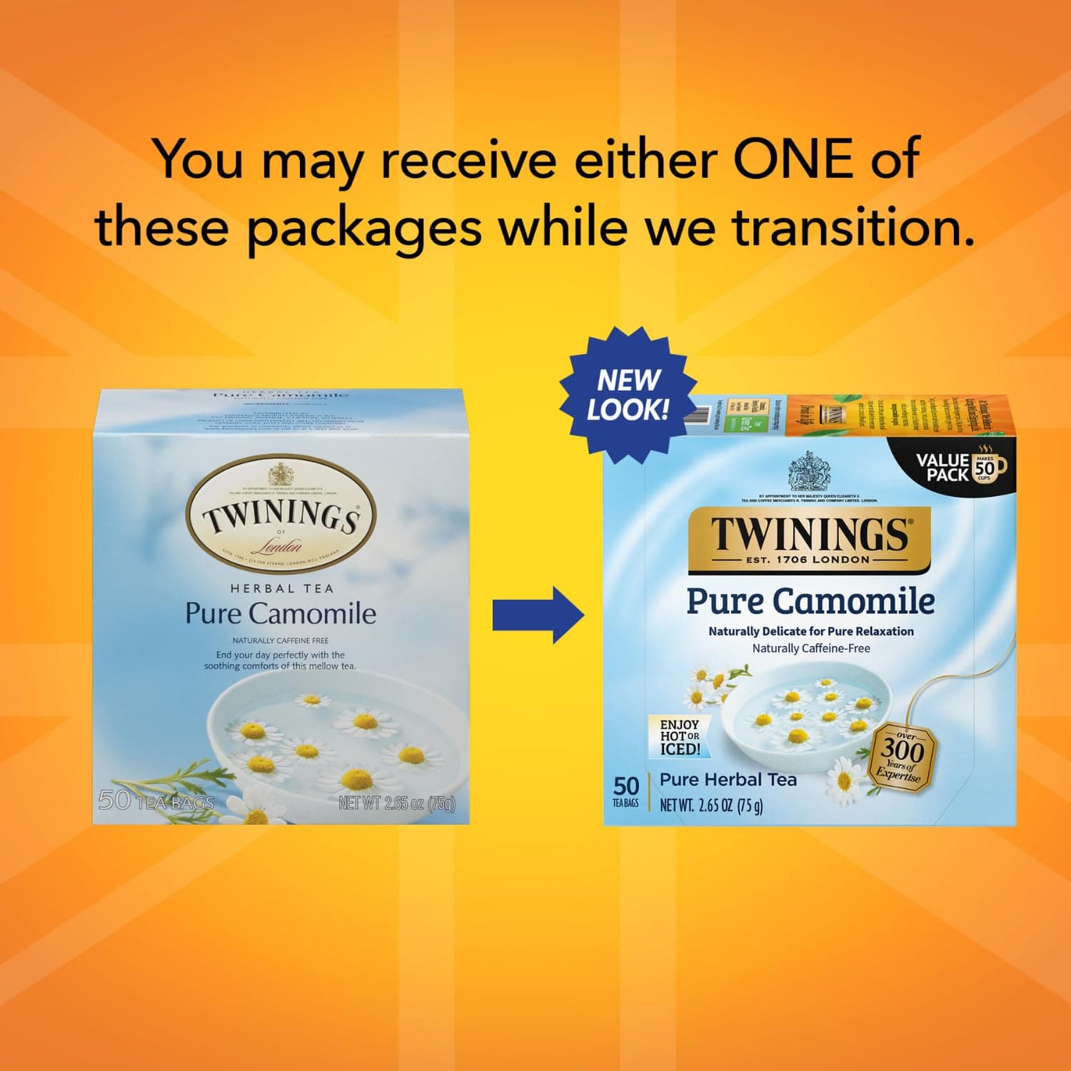 Twinings Pure Camomile Herbal Tea - Naturally Caffeine-Free Camomile Tea Bags Individually Wrapped, 50 Count Ea thumbnail 3