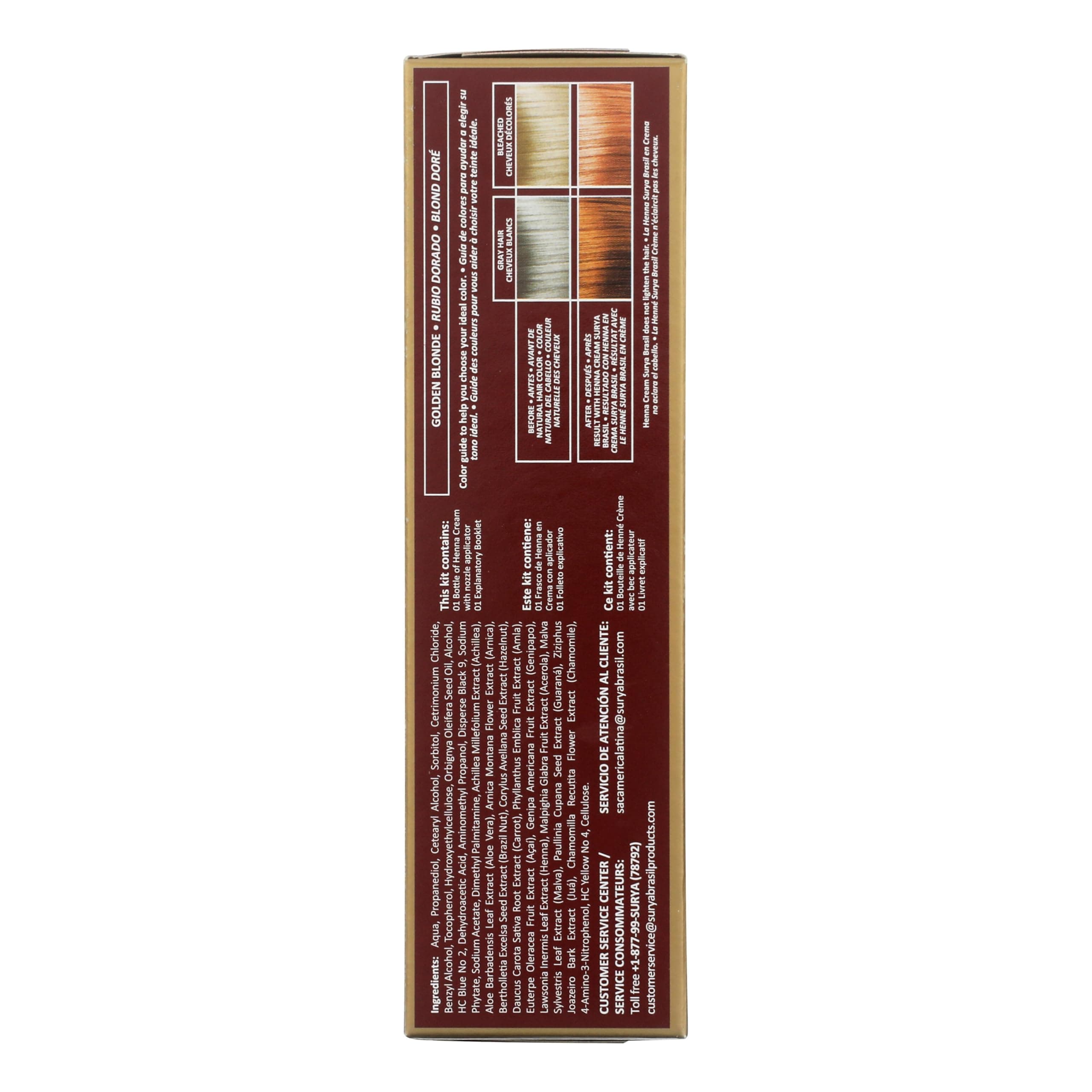 Surya Brasil Henna Cream Golden Blonde - 98% Natural Ingredients, Vegan, Cruelty-Free, Eco-Friendly, Semi-Permanent Hair Color, Deep Hydration & Shine, 2.37 oz thumbnail 2