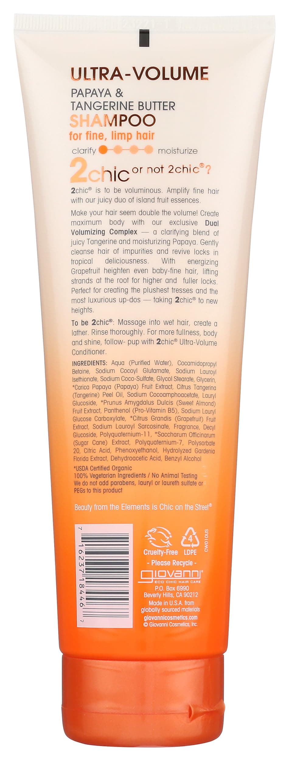 GIOVANNI 2chic Ultra-Volume Shampoo - Daily Volumizing Formula with Papaya & Tangerine Butter, Promotes Weightless Control for Fine Limp Thin Hair, No Parabens, Color Safe - 8.5 fl oz thumbnail 2