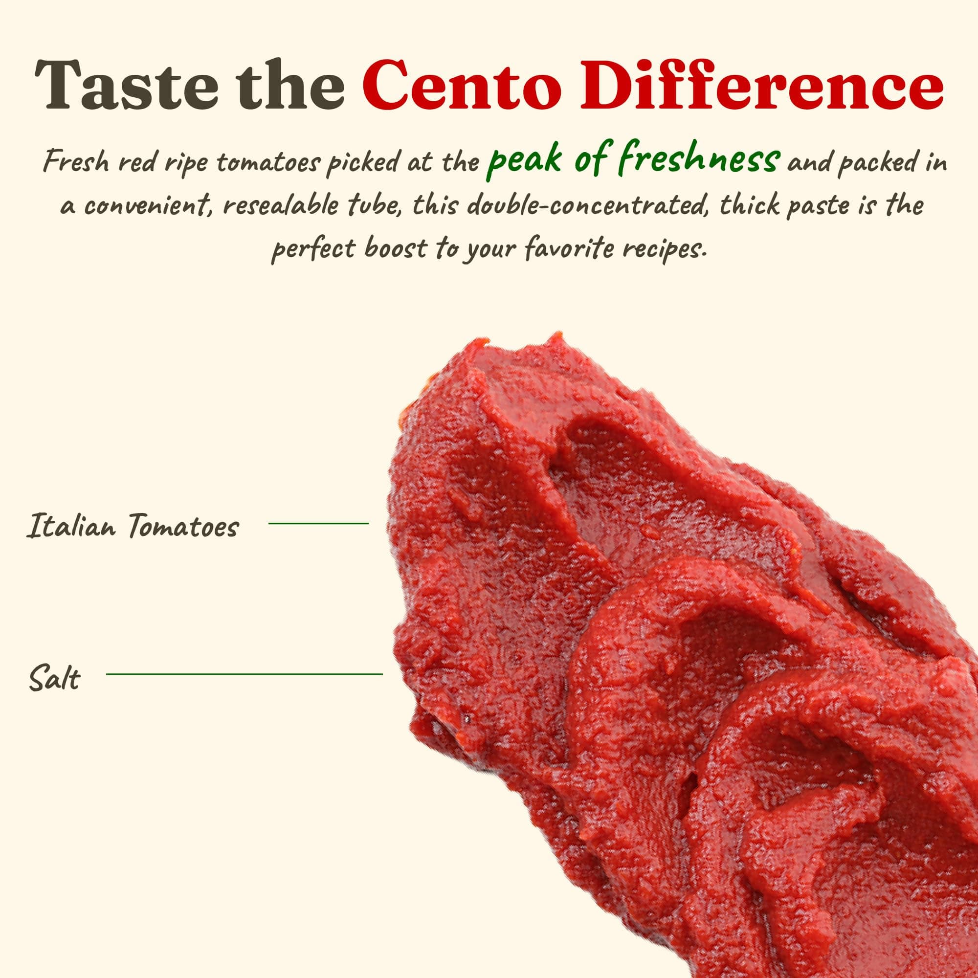 Cento Tomato Paste, 4.56 Oz Tube (Pack of 12) Double Concentrated, Thick Paste from Red, Ripe Tomatoes, Grown and Processed in Italy - Non-GMO, Gluten-Free, BPA Free, Low Sodium thumbnail 2
