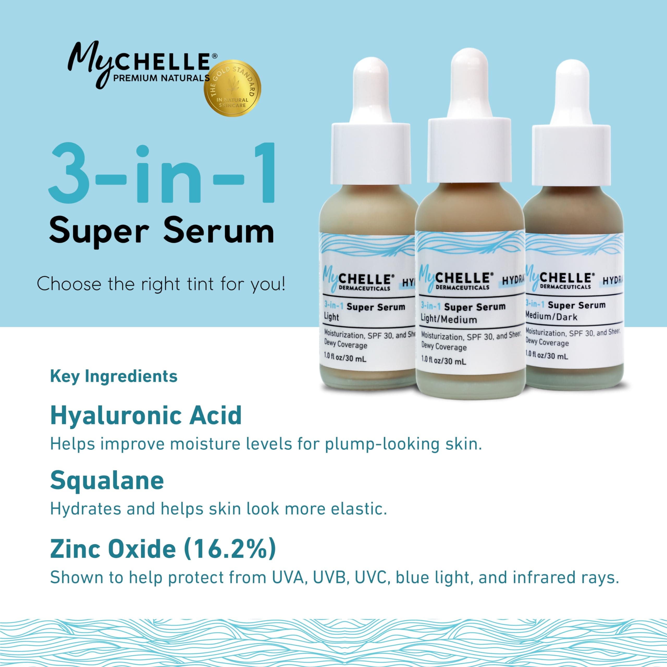 MyCHELLE Medium/Dark 3-in-1 Super Serum, 1 oz thumbnail 3