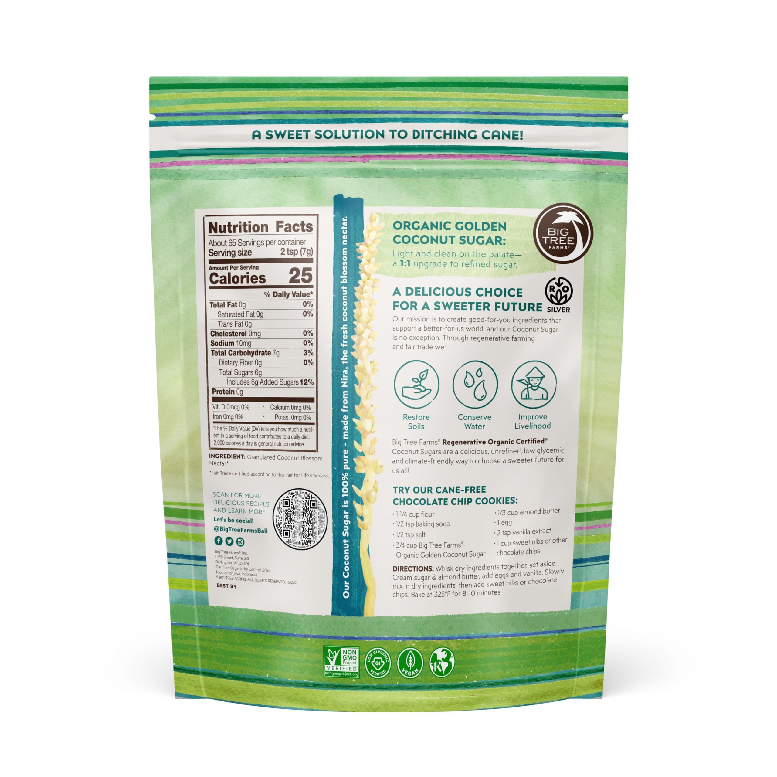 Big Tree Farms Organic Golden Coconut Sugar - Coconut Palm Sugar, Unrefined, Fine Crystals, Cane Sugar Replacement, Coconut Blossom Nectar, Vegan, Perfect for Baking - 1 Pound (Pack of 1) thumbnail 3