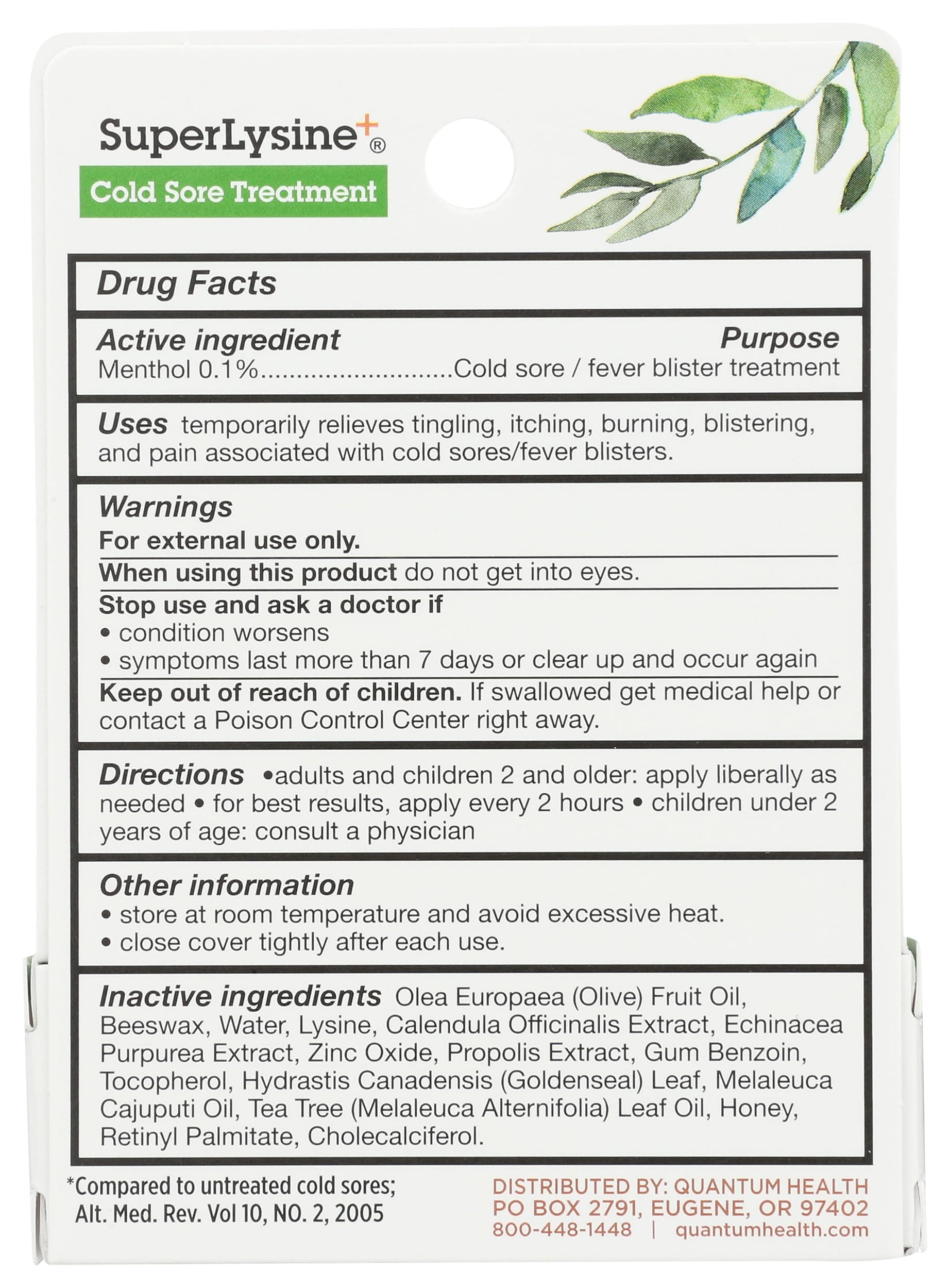 Quantum SuperLysine+ Cold Sore Treatment Ointment|Relieves Pain, Burning, and Itching|Cuts Healing Time in Half|0.25 Ounce thumbnail 2