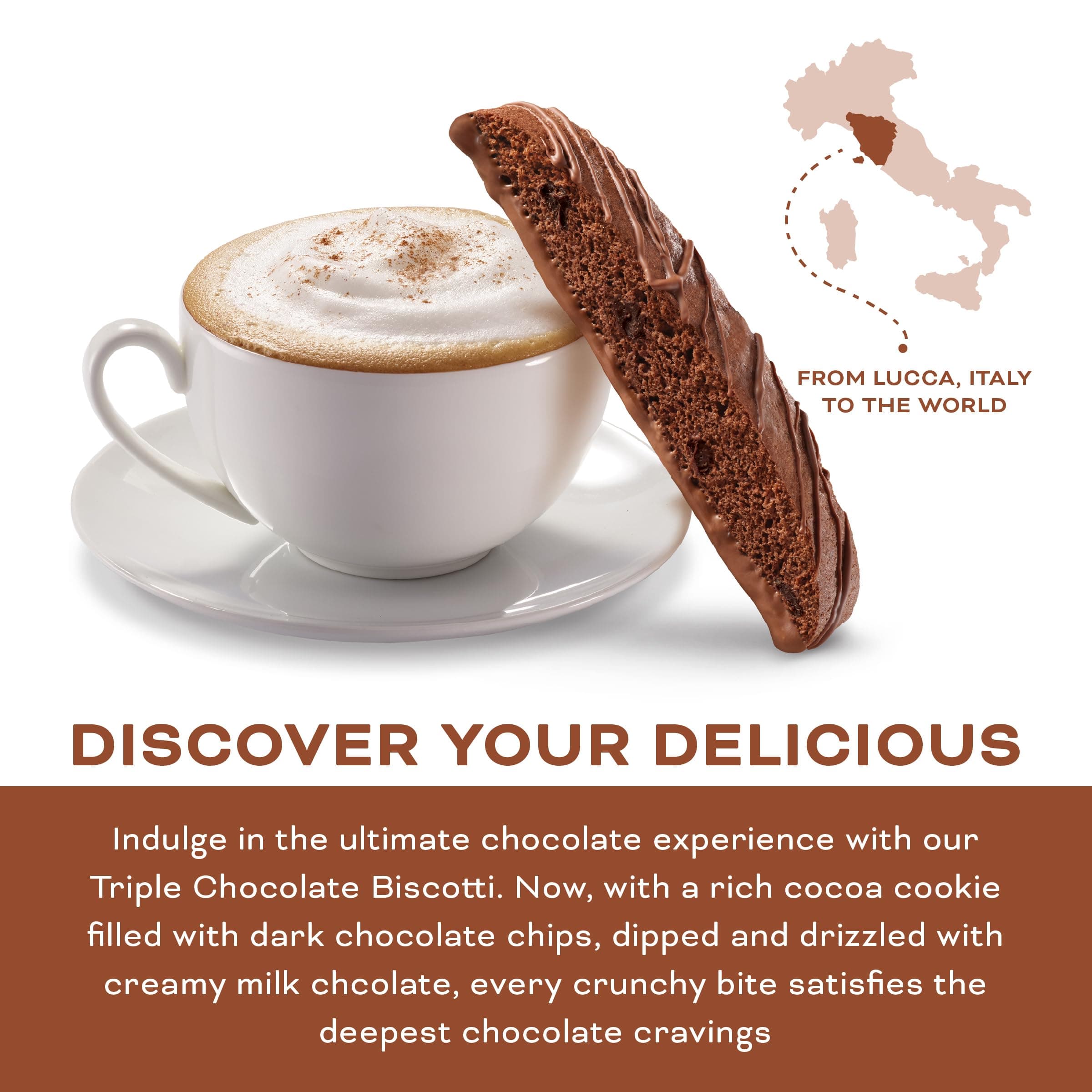 Nonni's Triple Chocolate Biscotti, Individually Wrapped Italian Cookie Snacks, 8 Servings (Pack of 1) thumbnail 2