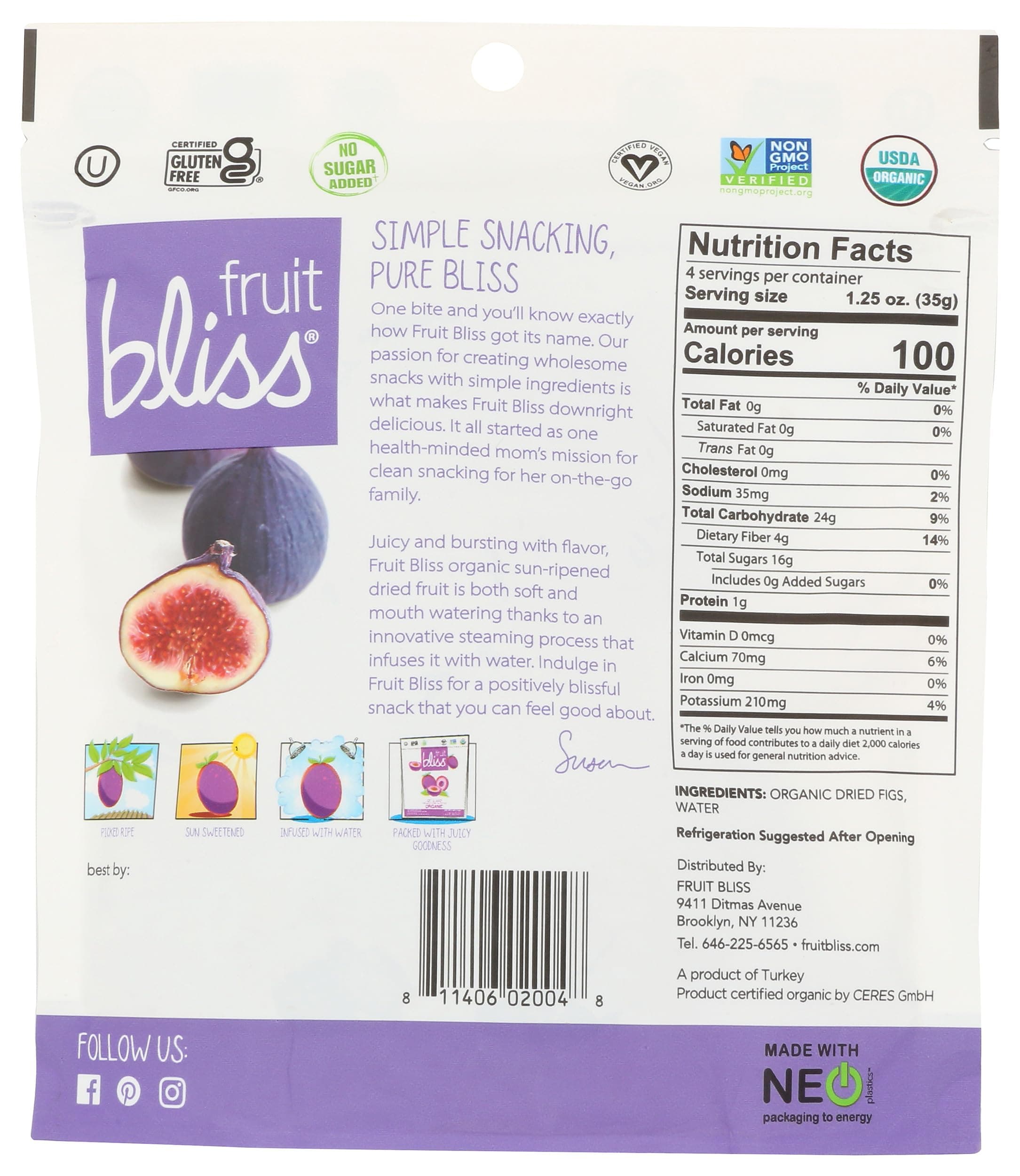 Fruit Bliss Organic Turkish Figs, 5 Oz thumbnail 2