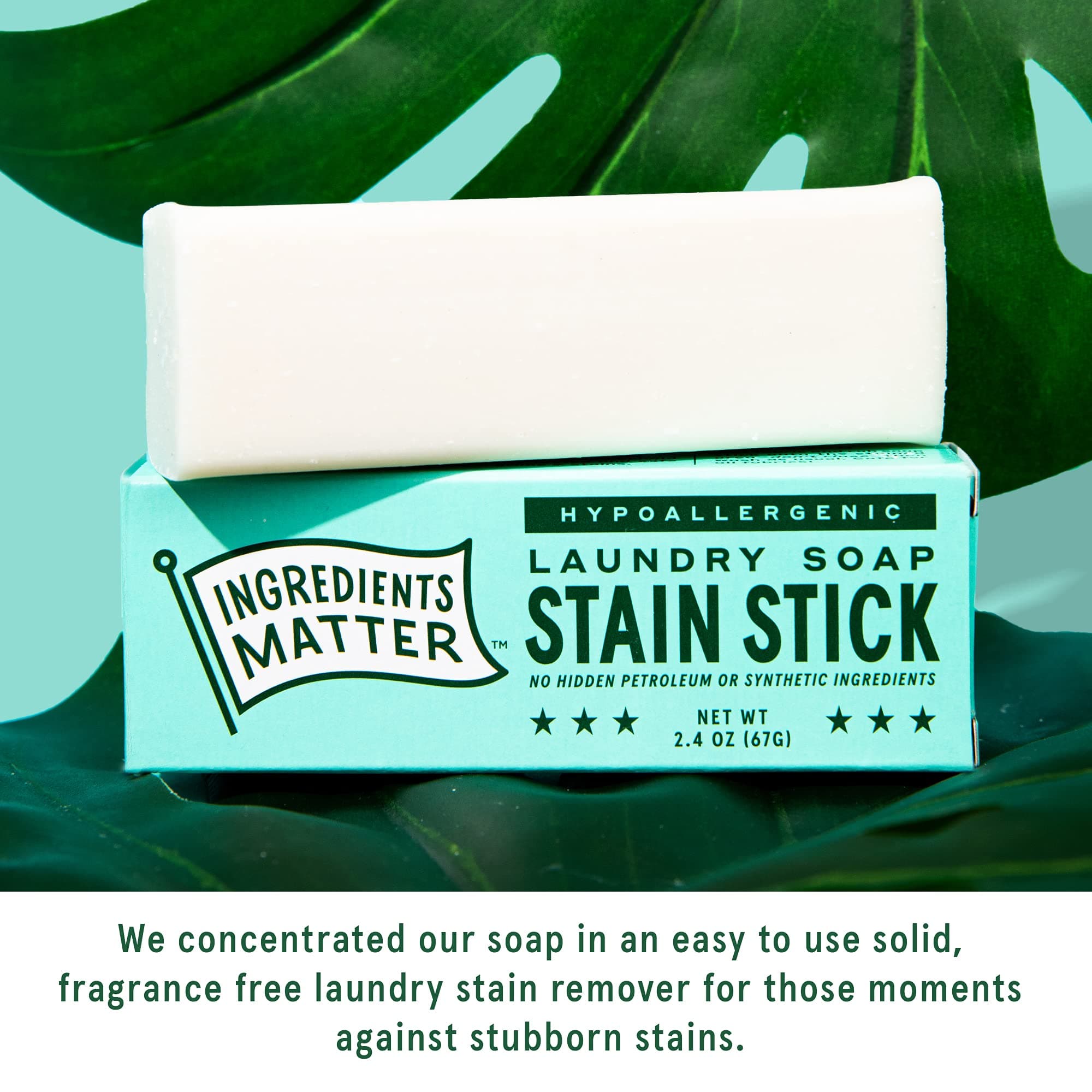 Ingredients Matter Stain Stick - Stain Remover Stick Made from Laundry Soap - HE/Hypoallergenic Stain Remover - Natural, Detergent Free, Planet-Friendly - Made in the USA - 2.4oz thumbnail 4