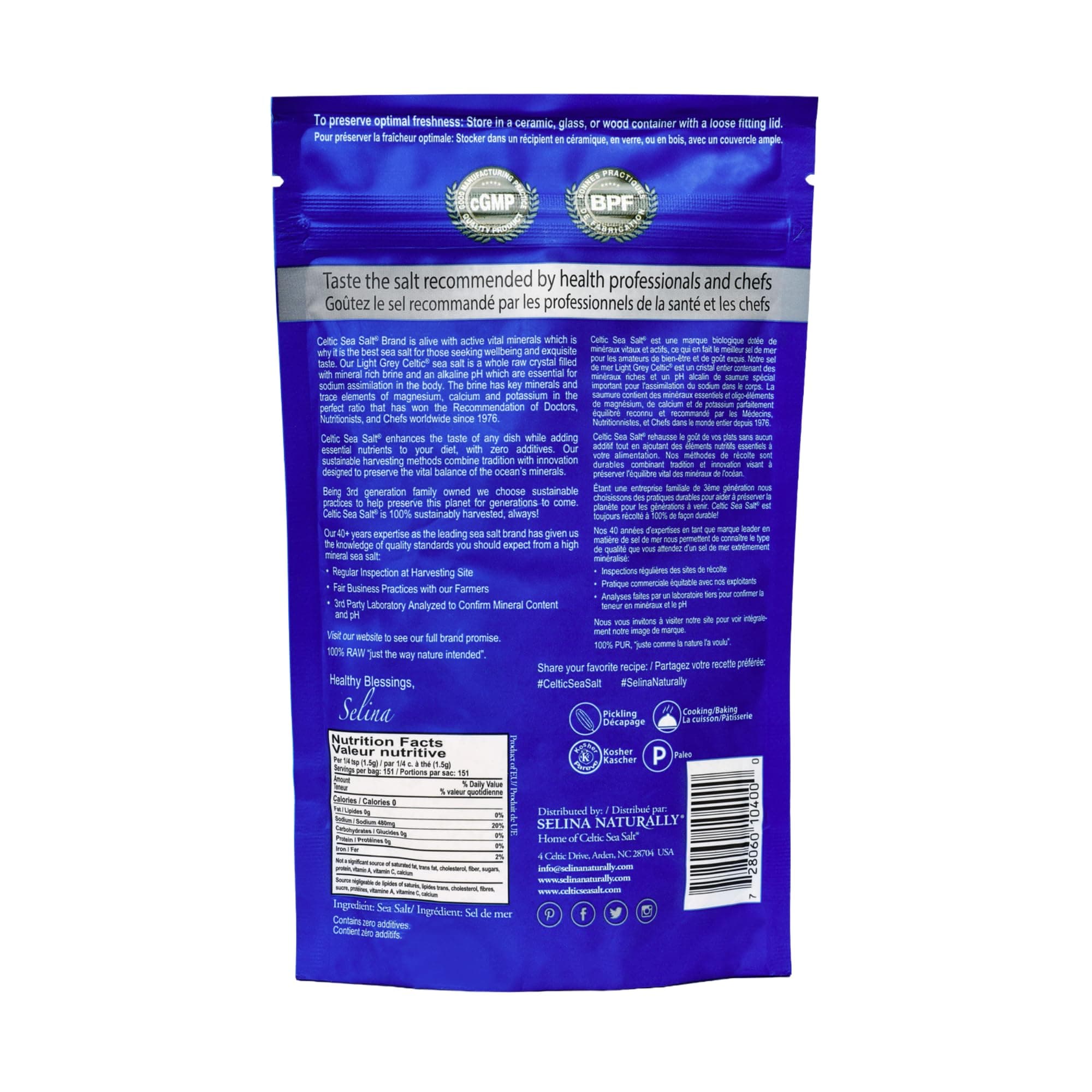 Celtic Sea Salt Light Grey Coarse – Unrefined Mineral Salt, 70+ Trace Minerals, Sustainably Harvested, GMP Certified – Cooking, Finishing, Hydration, Grinder Use – ½ Pound Resealable Bag thumbnail 2