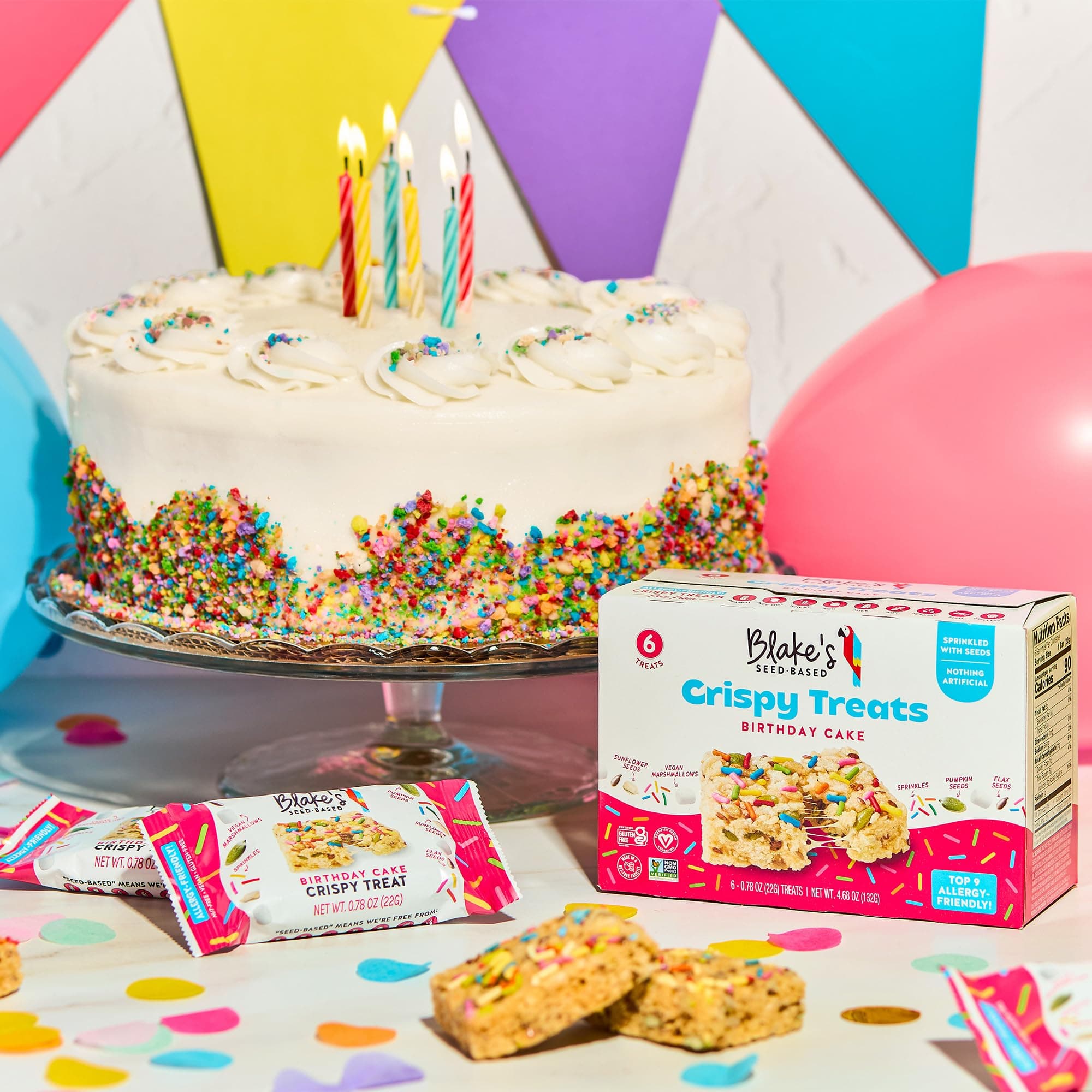 Blake’s Seed Based Crispy Treats – Birthday Cake (6 Count), Nut Free, Gluten Free, Dairy Free & Vegan, Healthy Snacks for Kids or Adults, School Safe, Low Calorie Organic Fruit Flavored Snack thumbnail 7