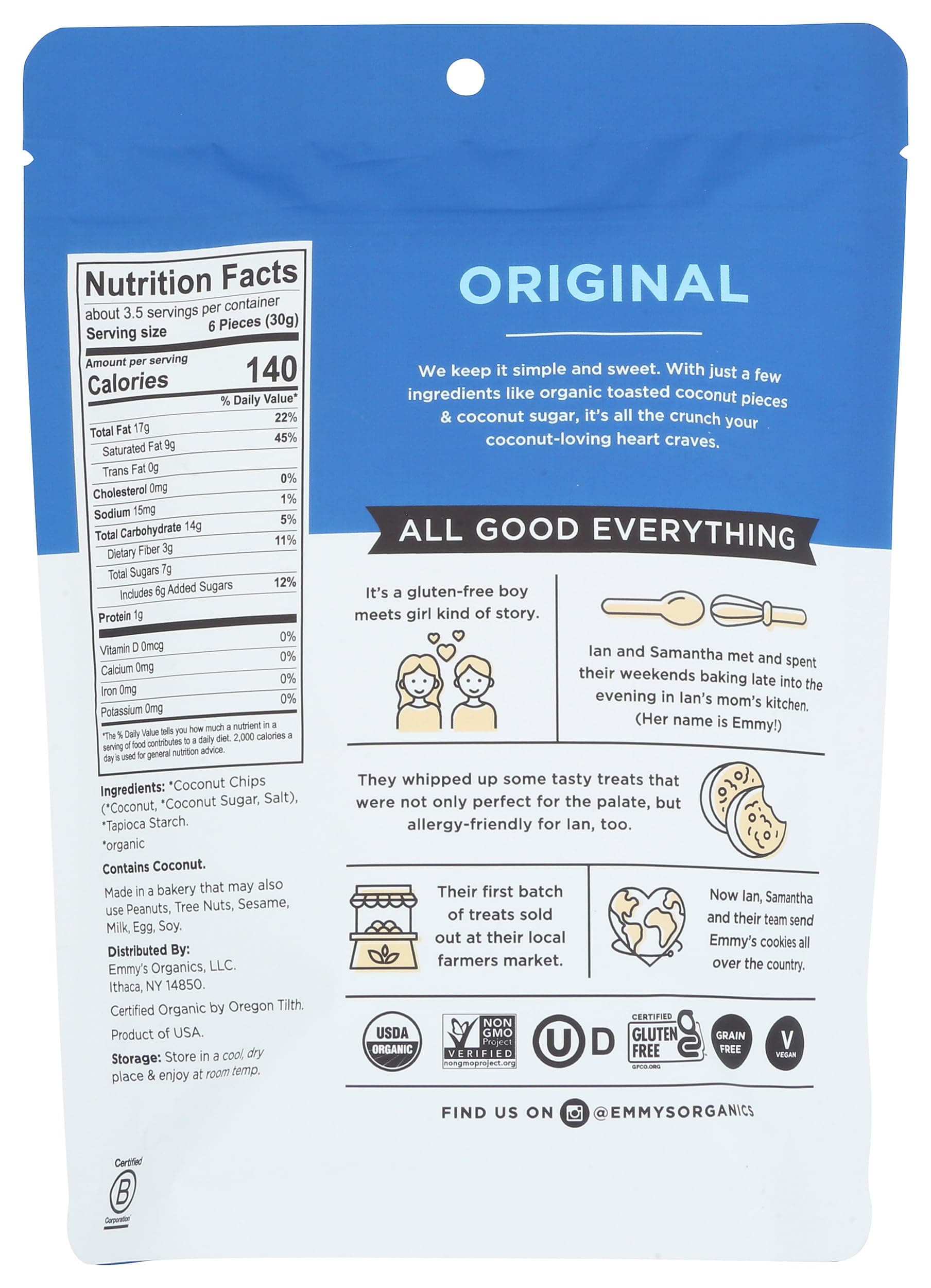 Emmys Organic Original Coconut Crunch'ems, 3.5 OZ thumbnail 2
