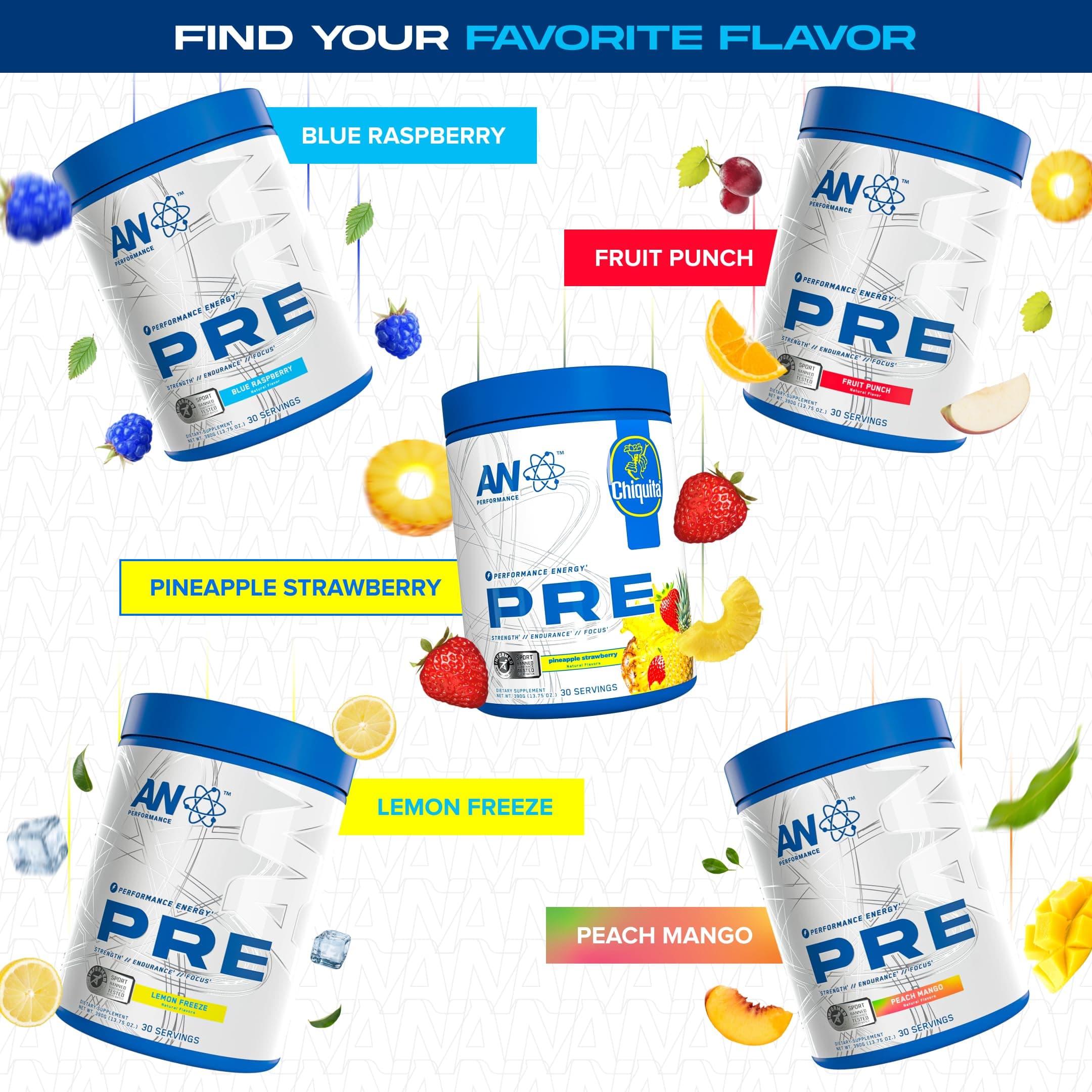 AN Performance Pre-Workout Powder Supplement for Men & Women | Energy Drink Mix with 300mg Caffeine + Beta Alanine + Citrulline | Third-Party Tested | Blue Razz | 30 Servings thumbnail 4