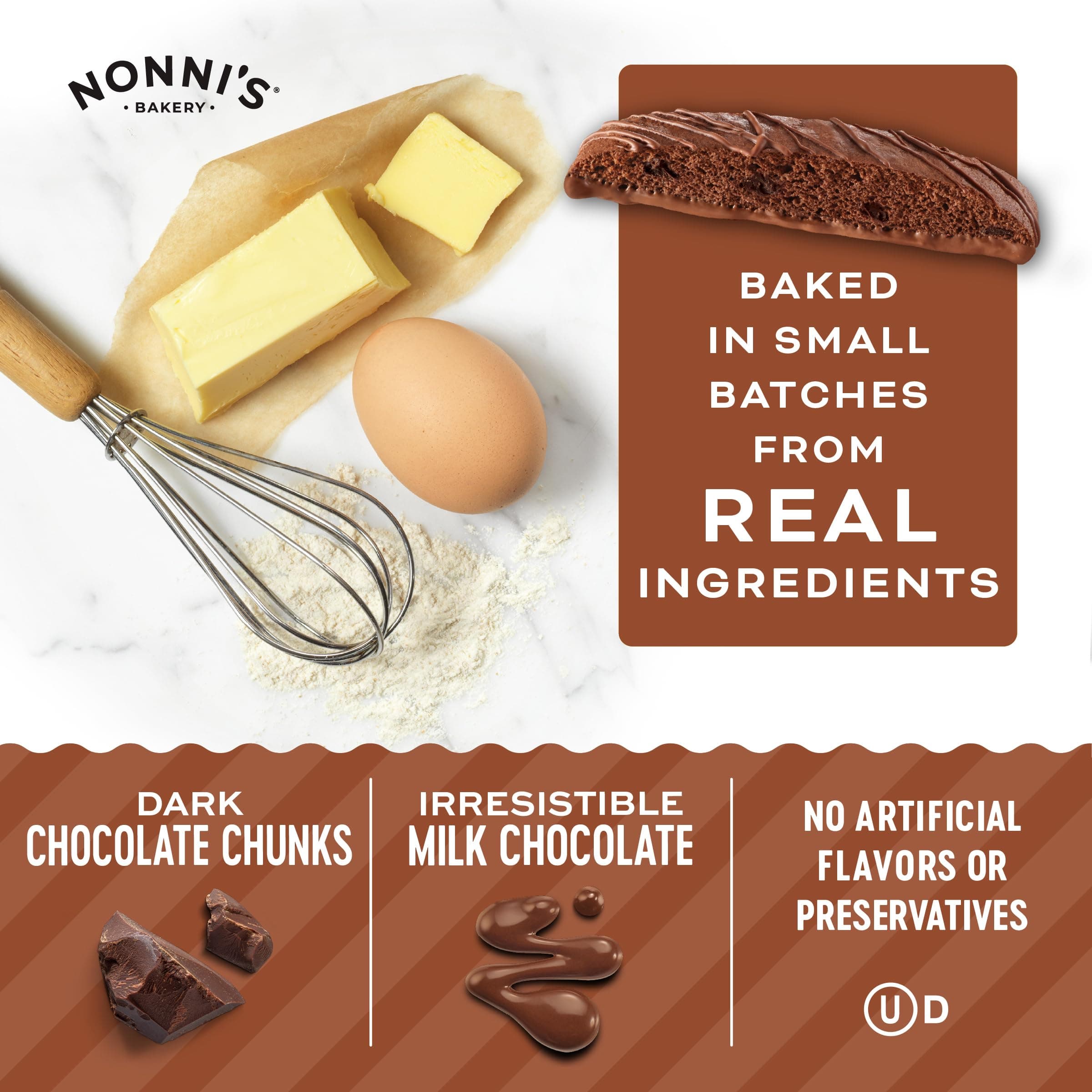 Nonni's Triple Chocolate Biscotti, Individually Wrapped Italian Cookie Snacks, 8 Servings (Pack of 1) thumbnail 3