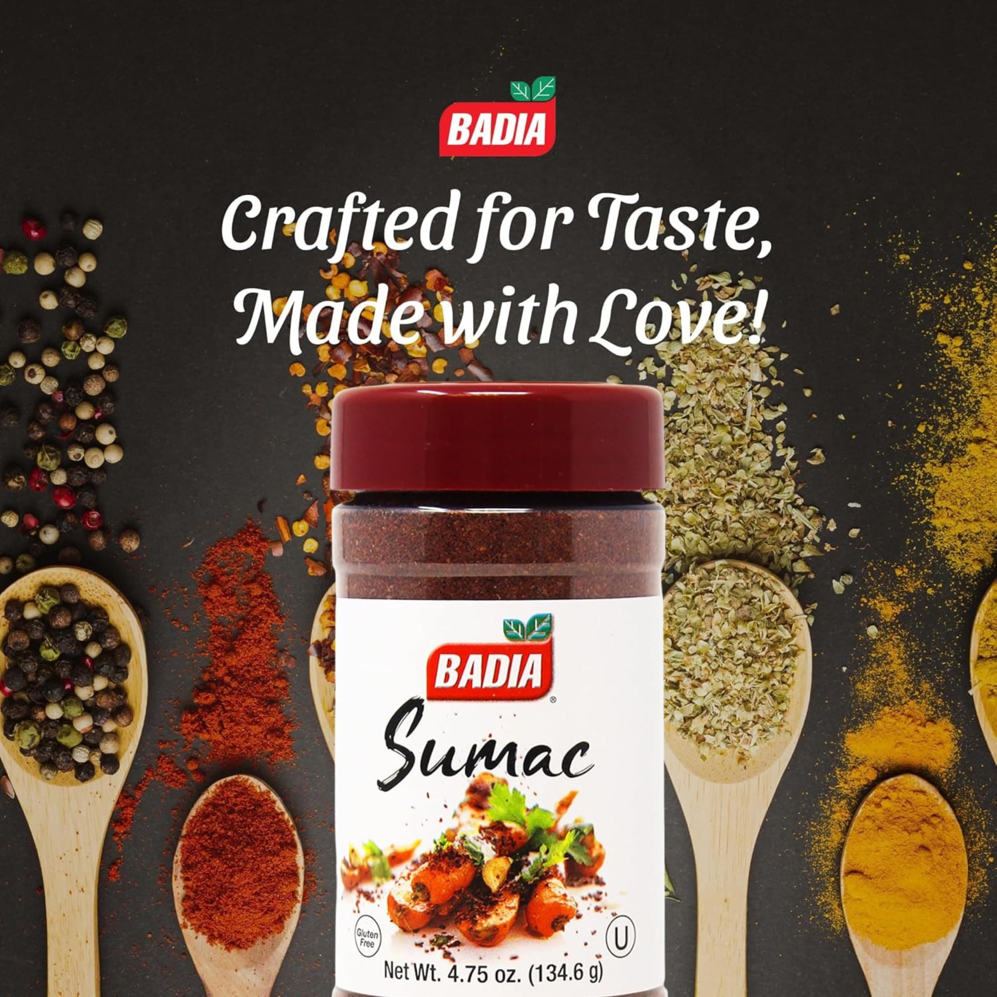 Badia Sumac Spice, 4.75 oz - Ground Sumac Seasoning, Tangy Citrus, Authentic Flavor, Gluten Free, Kosher thumbnail 2