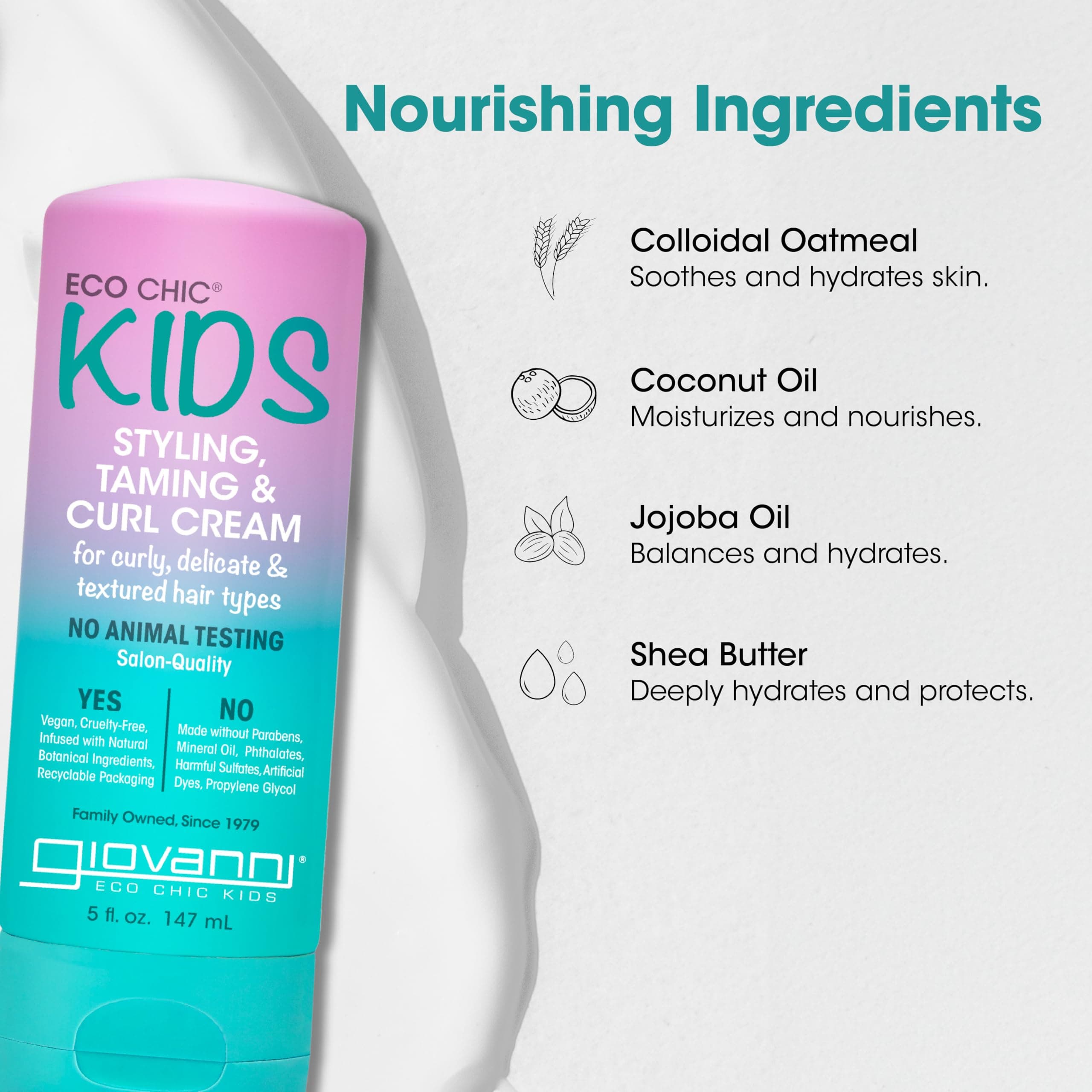 Eco Chic KIDs Styling Taming & Curl Cream - Kids Curl Cream, Curly Hair Products, for Delicate and Textured Hair Types, Long-Lasting & Lightweight, Salon Quality, Vegan-Friendly - 5 Fl Oz thumbnail 2