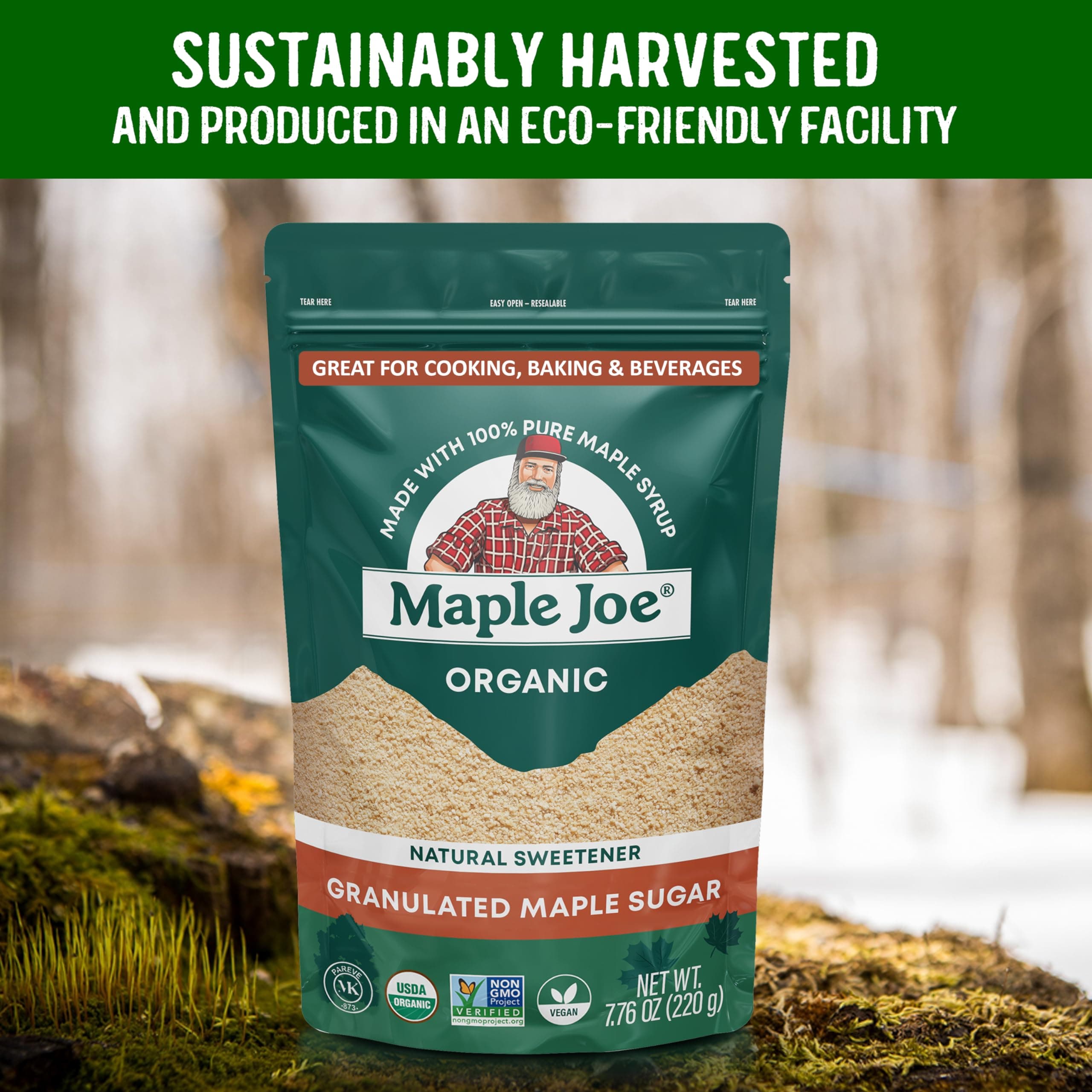 Maple Joe Organic Maple Sugar Granulated, Made With 100% Grade A Organic Maple Syrup. Powdered Maple Sugar For Cooking & Baking. Fat-Free, Gluten Free & Vegan. 7.8 oz thumbnail 6