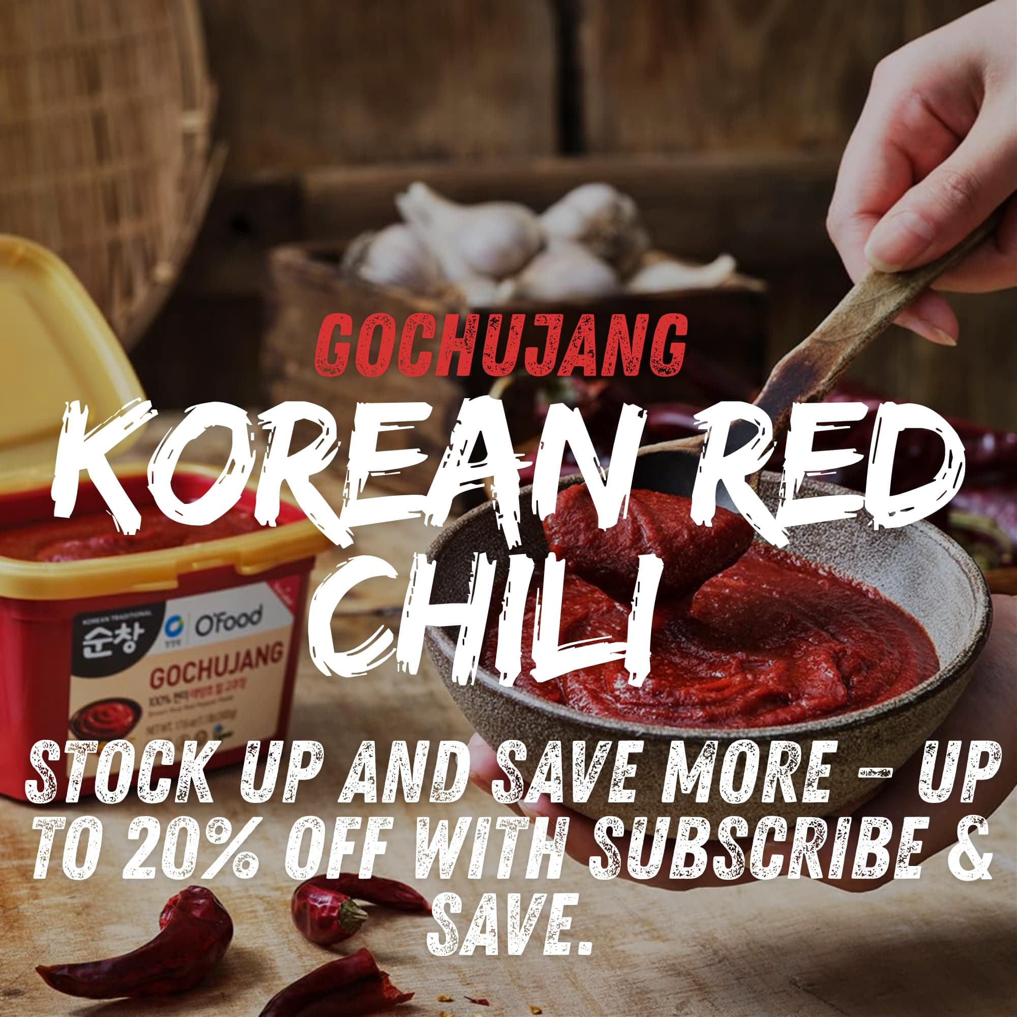 Gochujang – Premium Korean Red Chili Paste [ Medium | 1.1 lb (500g) ] – 0 Fat/ 0 Cholesterol / (40 Calories/Serving) | Spicy & Sweet Savory Fermented Sauce | Great for Bibimbap, Marinades, Stews & BBQ - O’food thumbnail 4