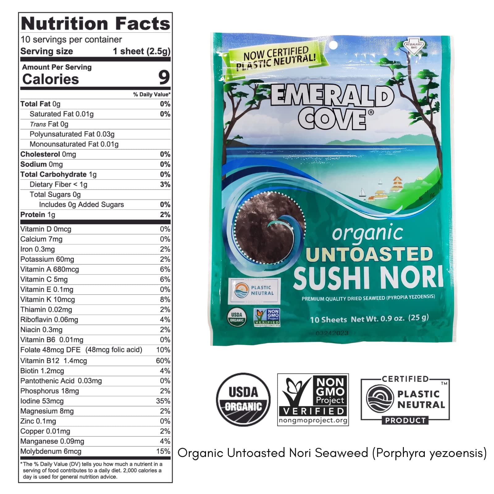 Emerald Cove Organic Nori sheets, .9 oz thumbnail 4
