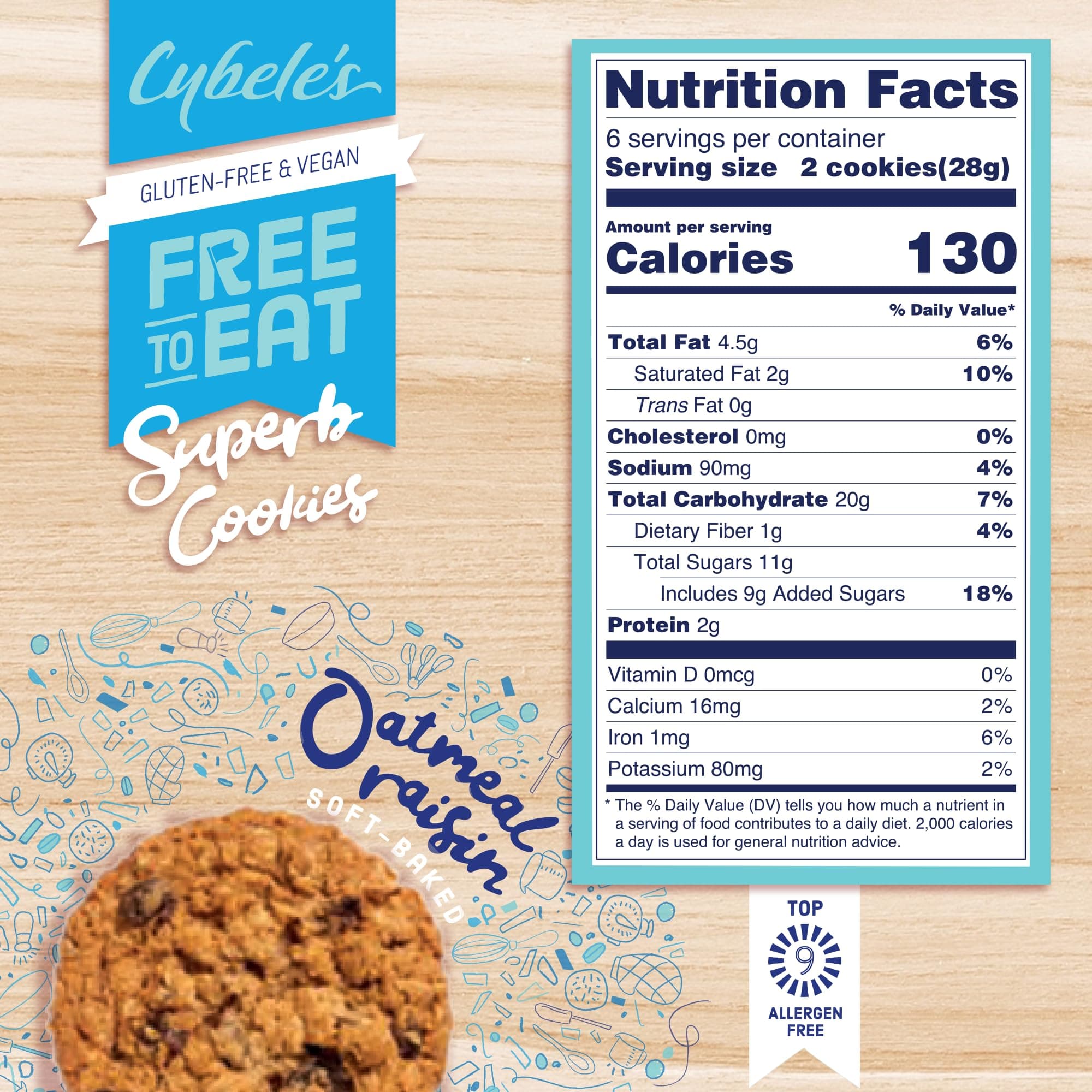 Cybele’s Free To Eat Gluten-Free & Vegan Cookies - Plant-Based, Dairy, Soy, & Nut Free - Soft-Baked School Safe Snack For Kids & Adults - 12 Cookies Per 6 oz Box (Oatmeal Raisin, Pack of 1) thumbnail 3
