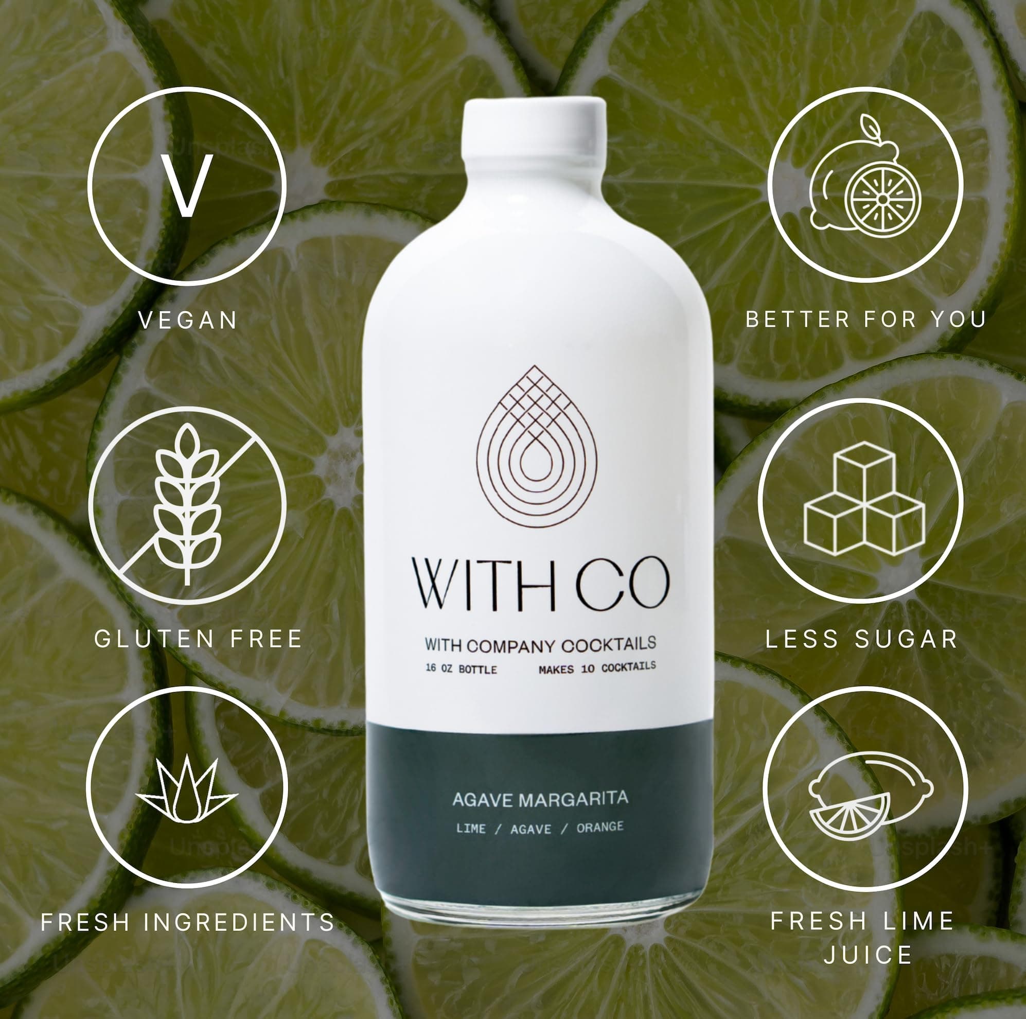 Withco Agave Margarita Cocktail Mixer Makes 10 Drinks with Fresh Lime, Orange - Just add Tequila or Mezcal or drink as a mocktail with soda water thumbnail 2