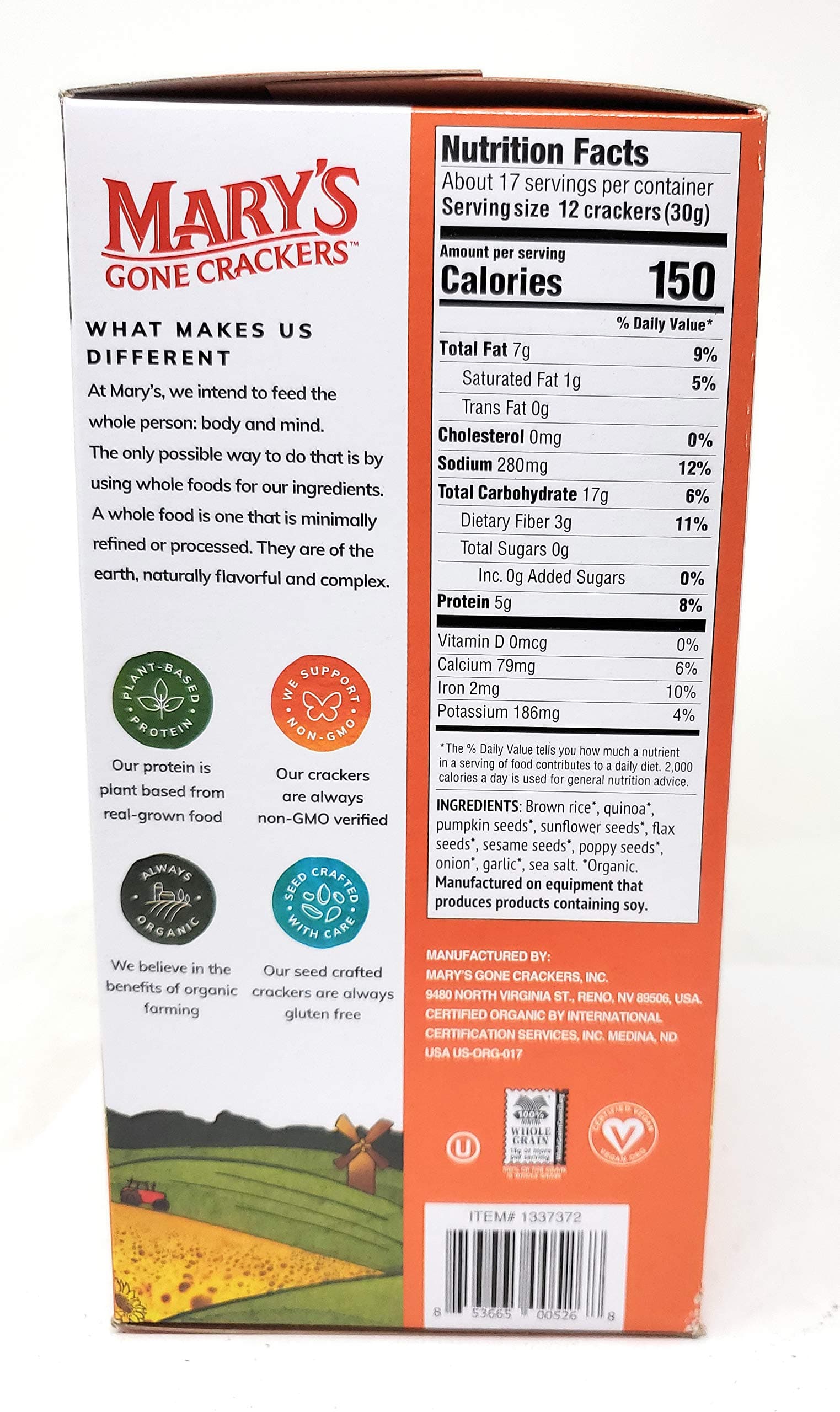 18oz Mary's Gone Crackers Organic, 9 Ounce (Pack of 2) thumbnail 2