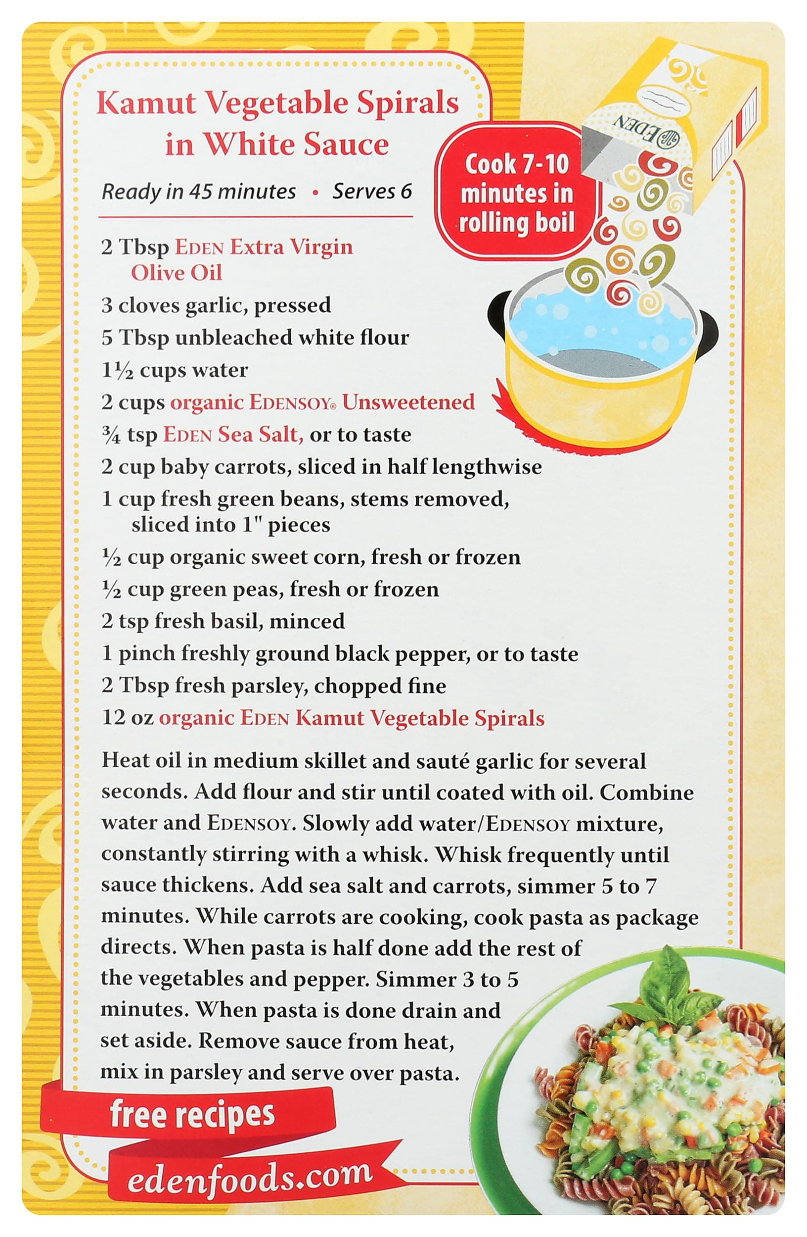 Eden Organic Kamut Vegetable Spirals, 12 oz, 100% Whole Grain, Non-GMO, thumbnail 2