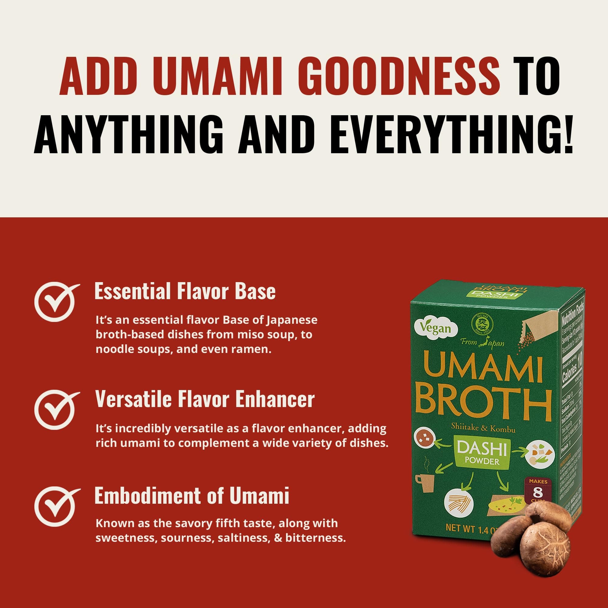 Muso From Japan - Umami Broth Dashi Powder, Vegan - 1.4oz, 4 Sachets (Pack of 1) thumbnail 4