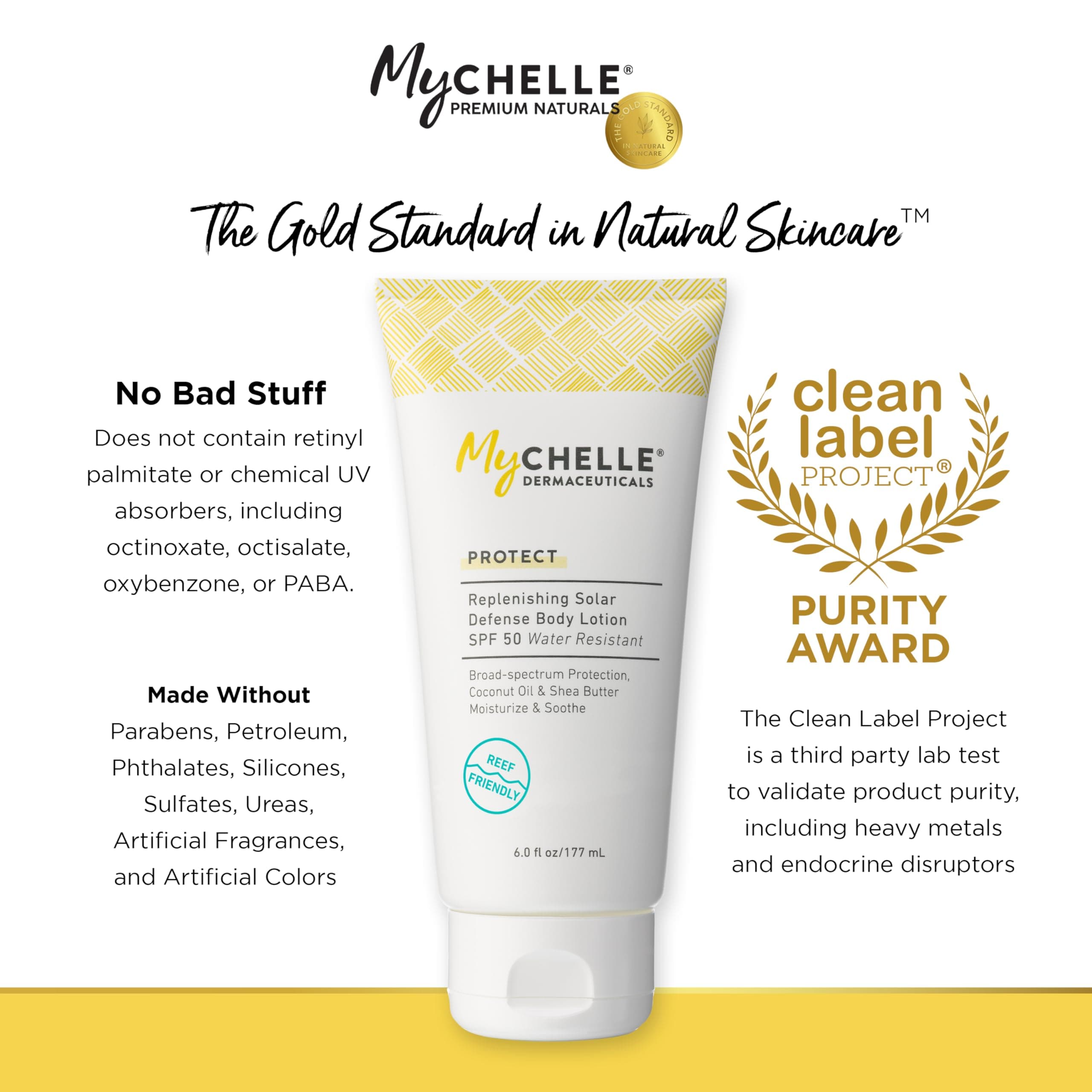 MyCHELLE Dermaceuticals Replenishing Solar Defense Body Lotion SPF 50 (6 Fl Oz) - Moisturizing Reef Safe Sunscreen with Coconut Oil and Shea Butter - Water Resistant for 80 Minutes thumbnail 4