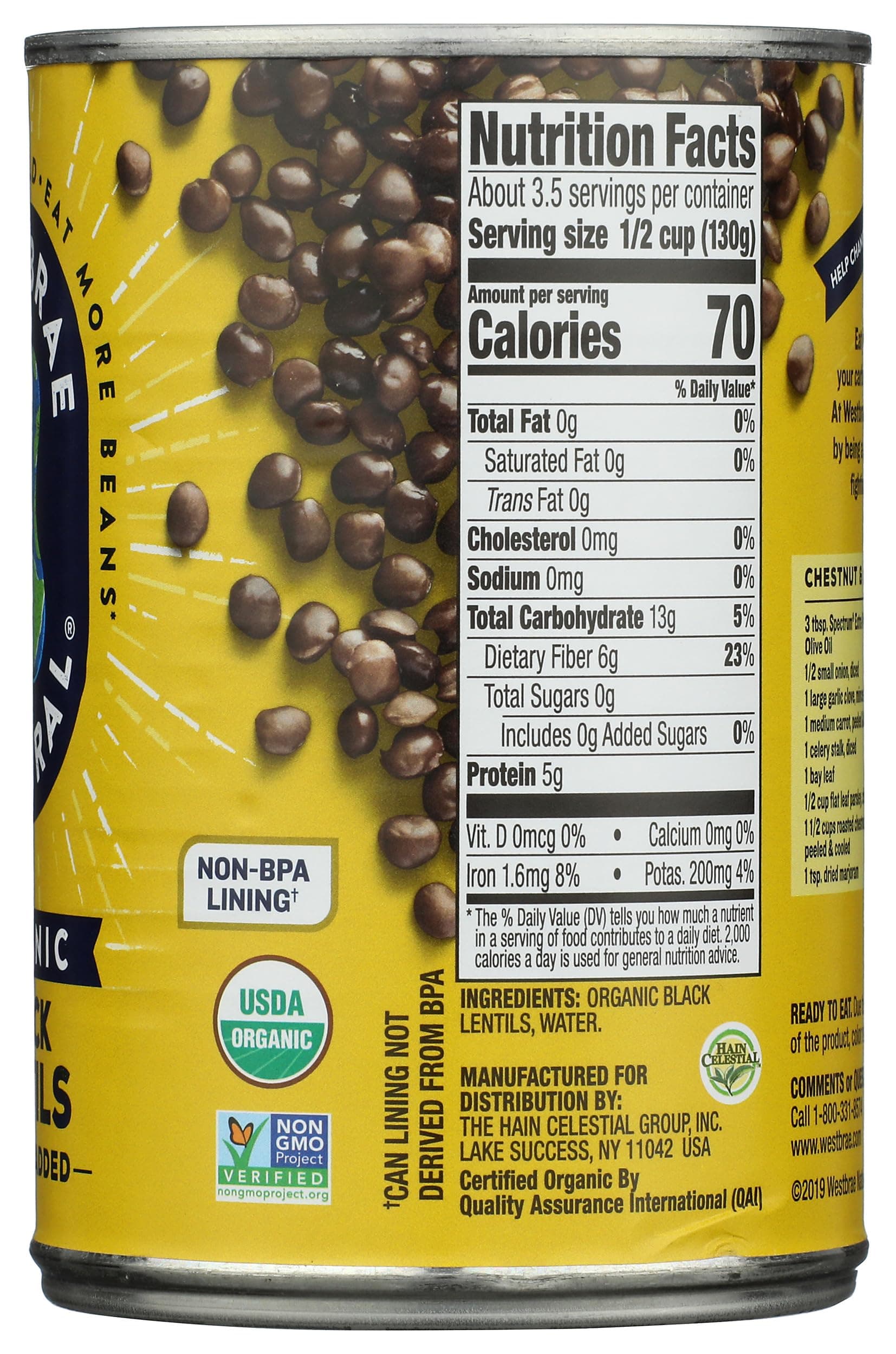Westbrae Natural Organic Black Lentils, 15 OZ thumbnail 7