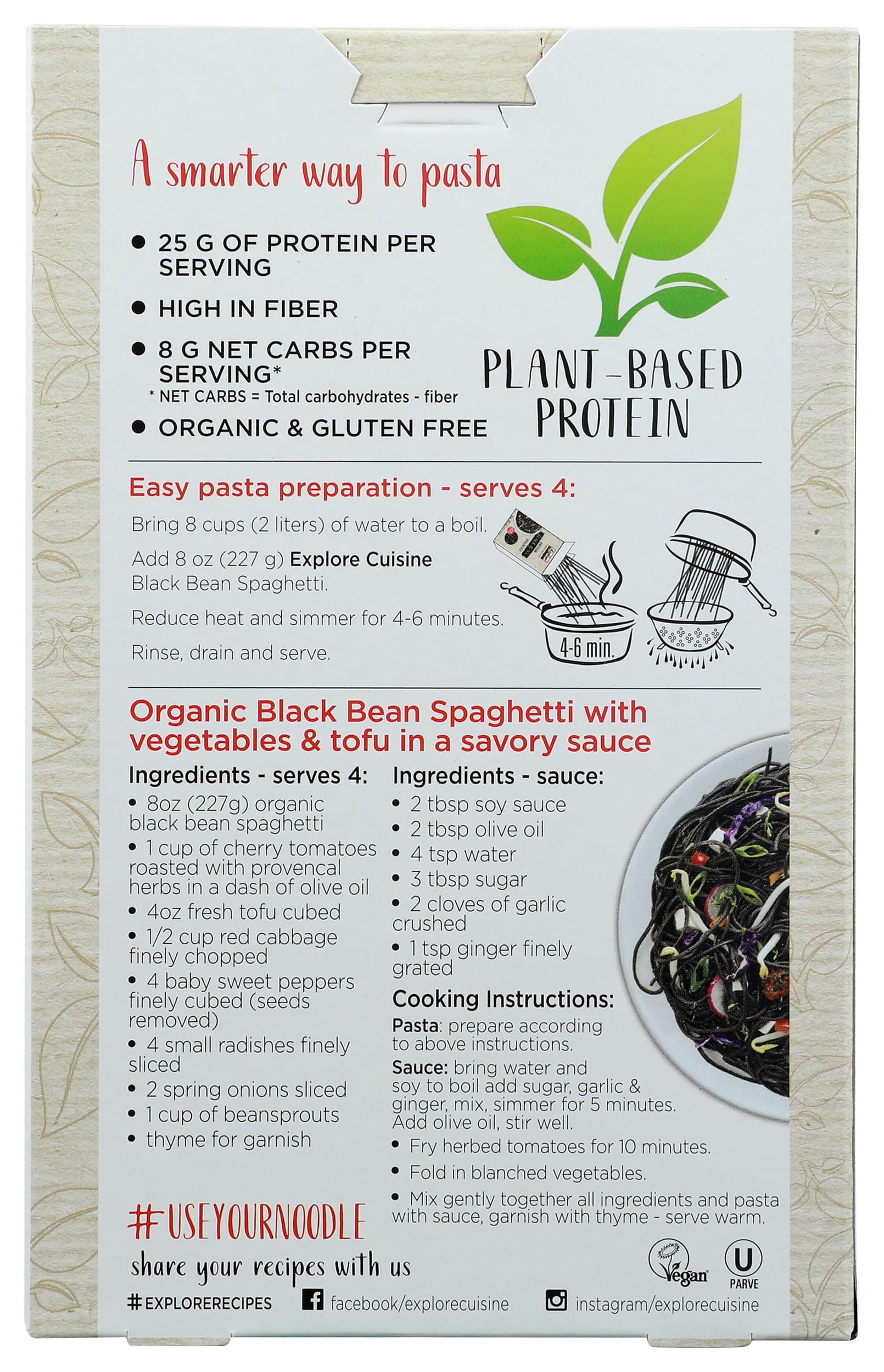 Explore Cuisine, Pasta Spaghetti Black Bean Organic, 8 Ounce thumbnail 2