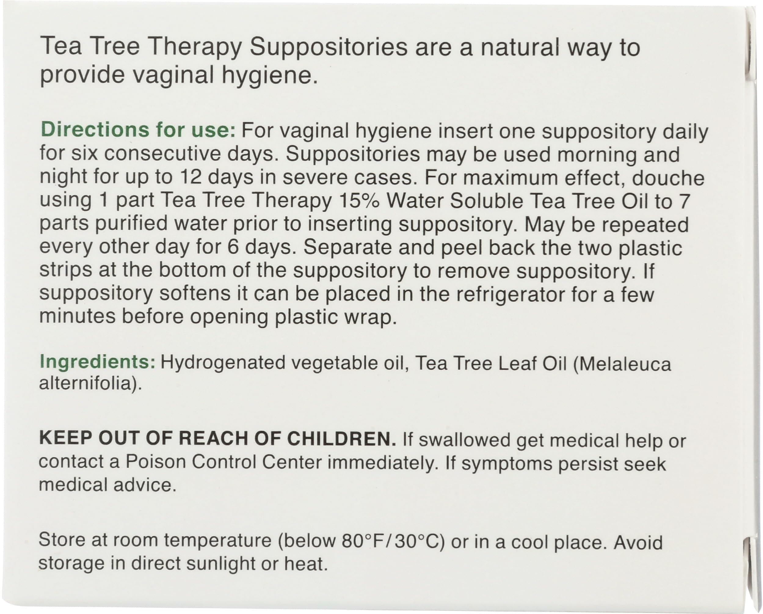 Tea Tree Therapy Vaginal Suppositories with Oil, 6 Count, White thumbnail 2