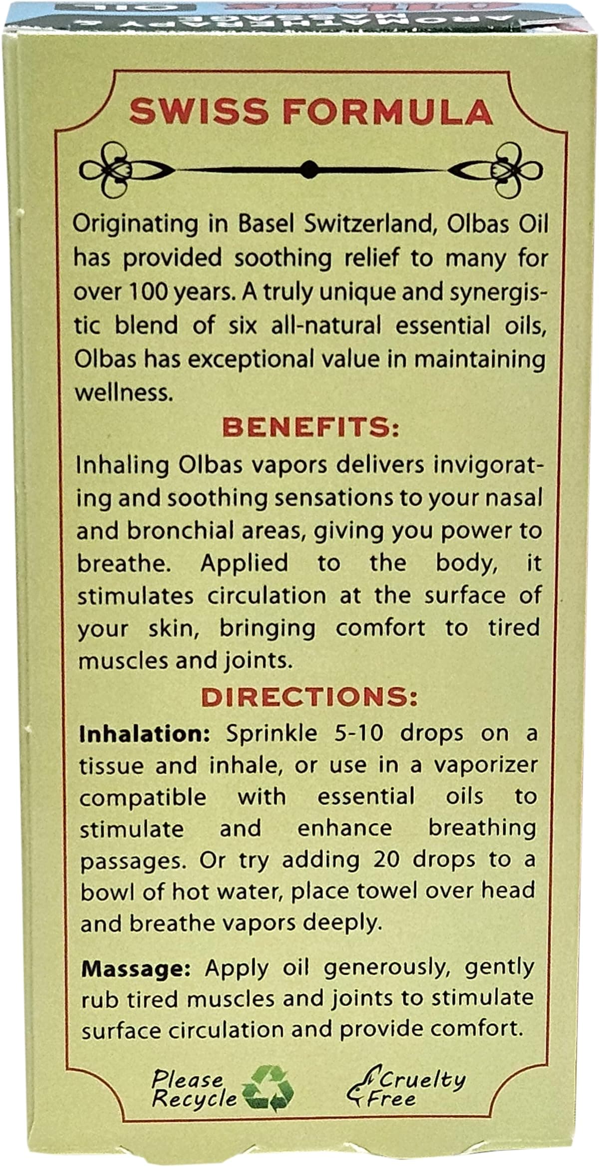 Olbas Massage and Aromatherapy Oil, 1.01 Fl Oz,Body Massage Oil, Swiss Herbal Remedies with Pure Essential Massage Oils for Muscle Relaxing and Soothing Comfort for Pain Relief. thumbnail 4